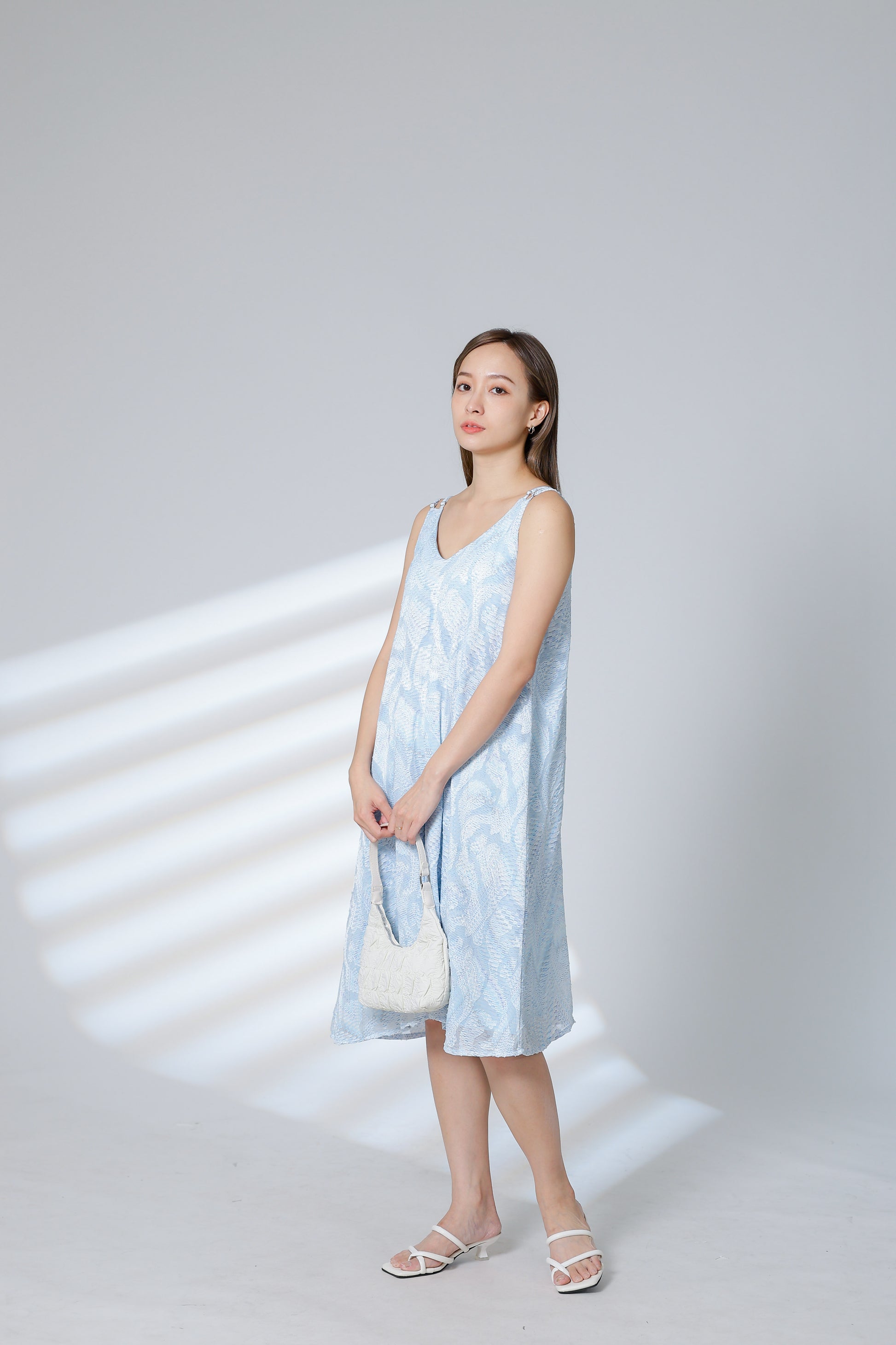 Lissa Padded Flared Dress - Sky Blue