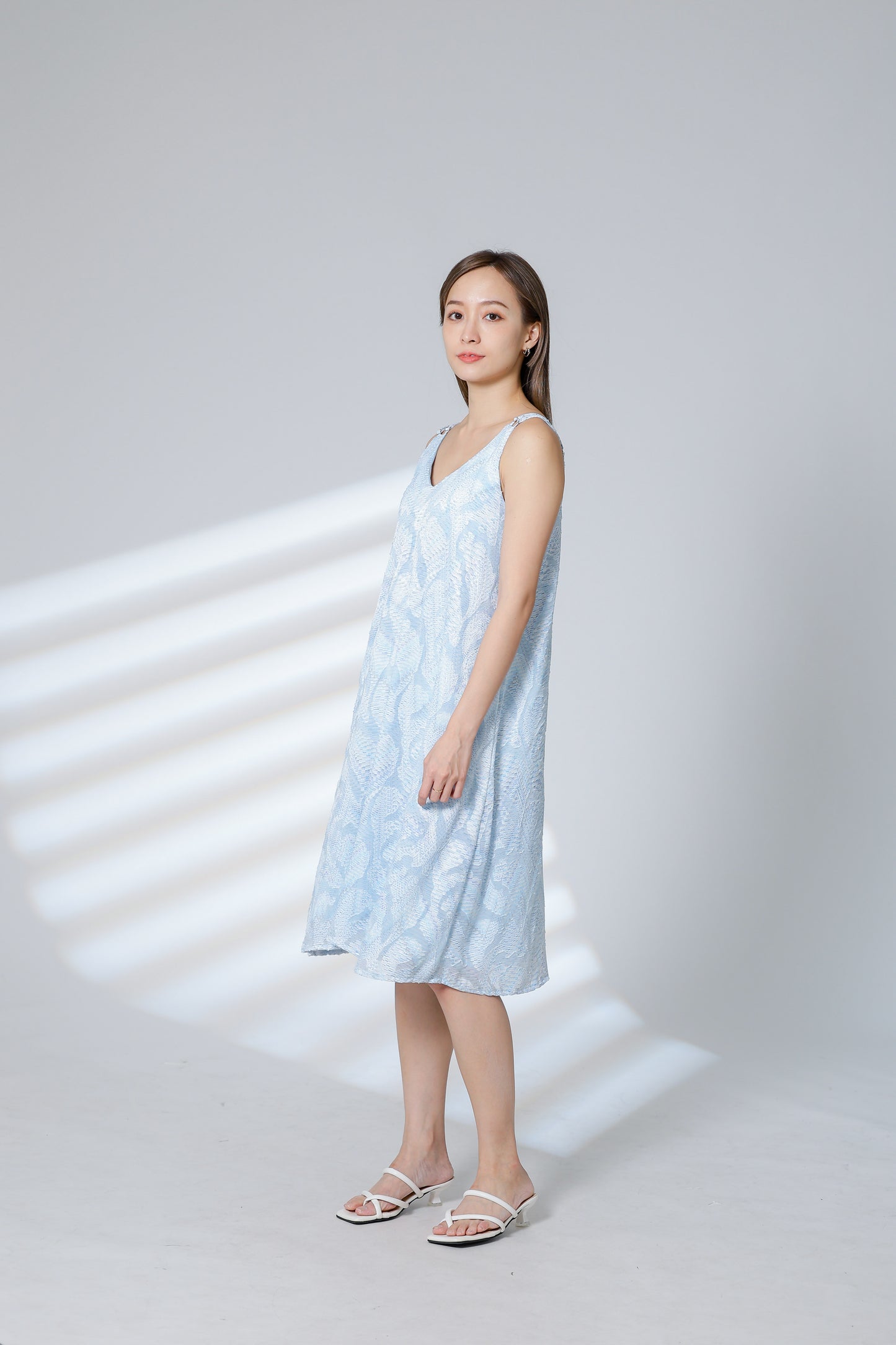 Lissa Padded Flared Dress - Sky Blue
