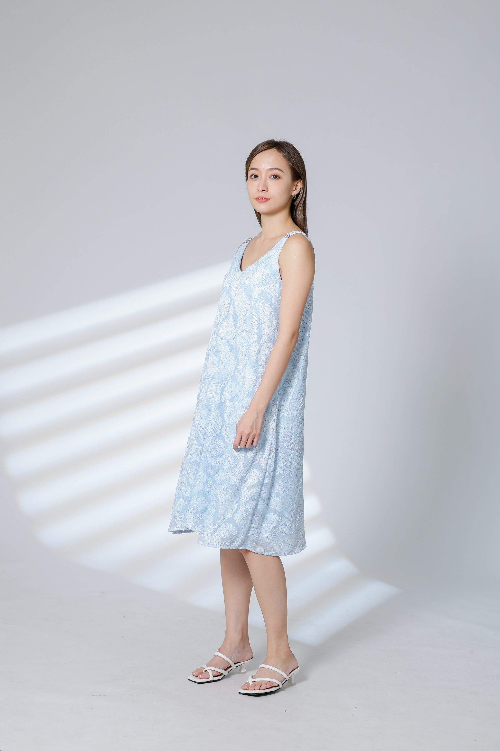 Lissa Padded Flared Dress - Sky Blue