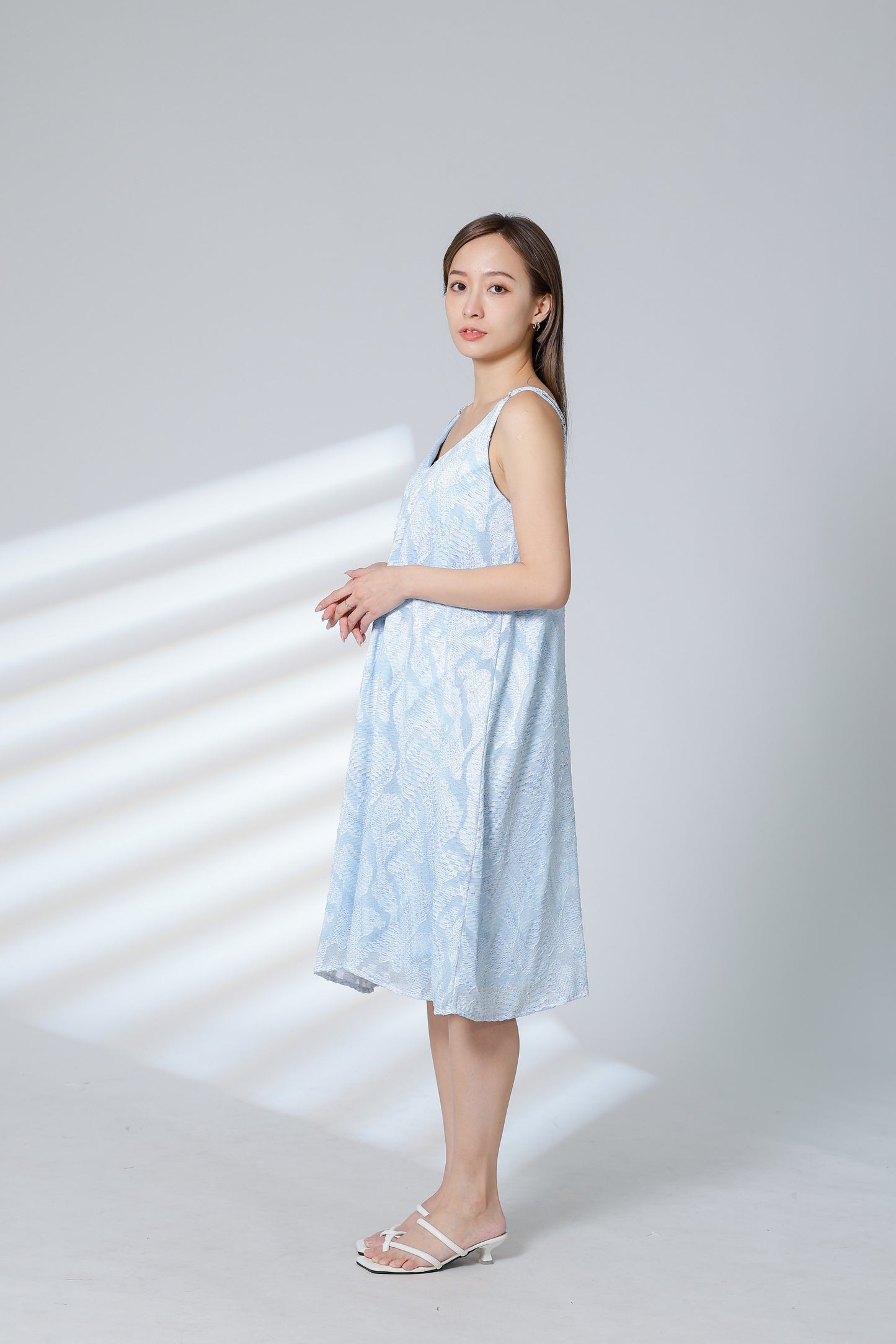 Lissa Padded Flared Dress - Sky Blue