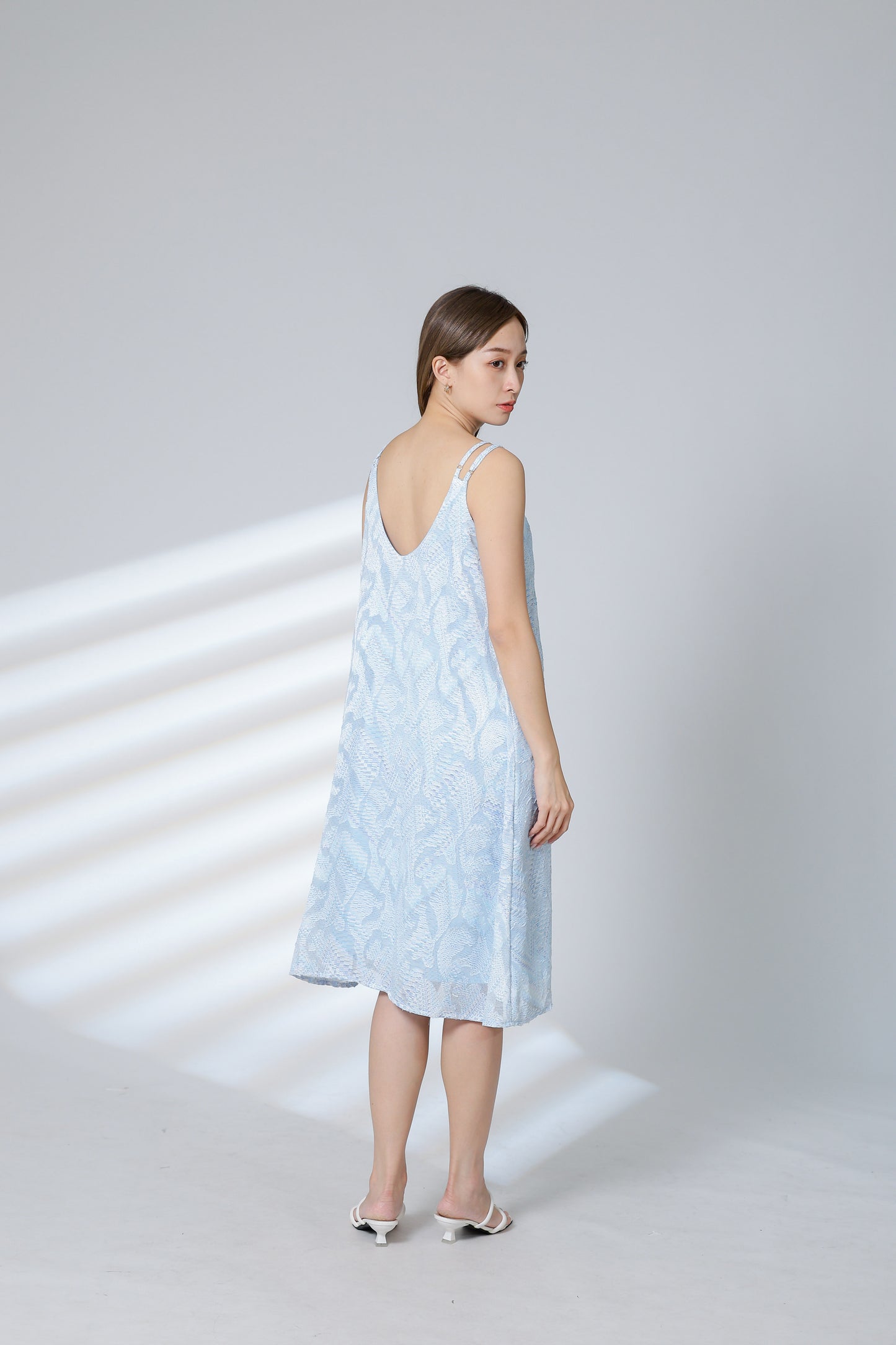 Lissa Padded Flared Dress - Sky Blue