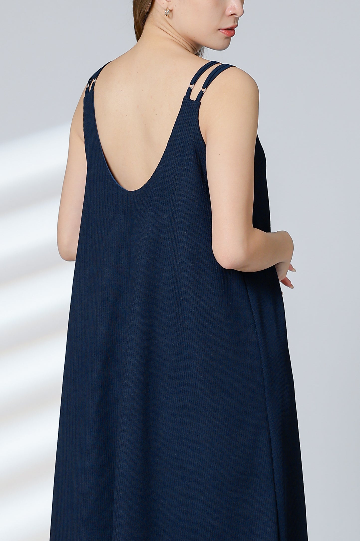 Lissa Padded Flared Dress - Navy