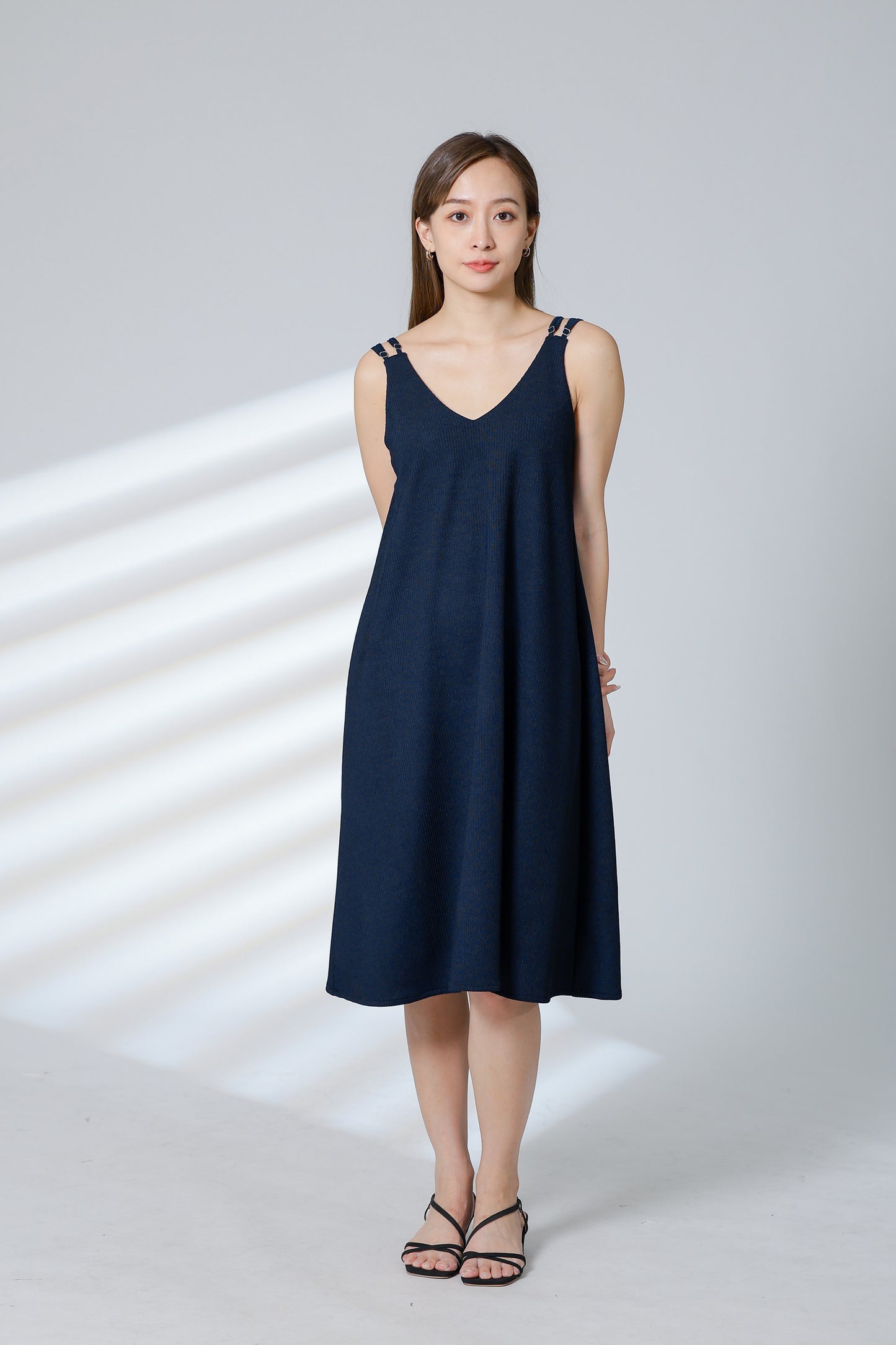 Lissa Padded Flared Dress - Navy