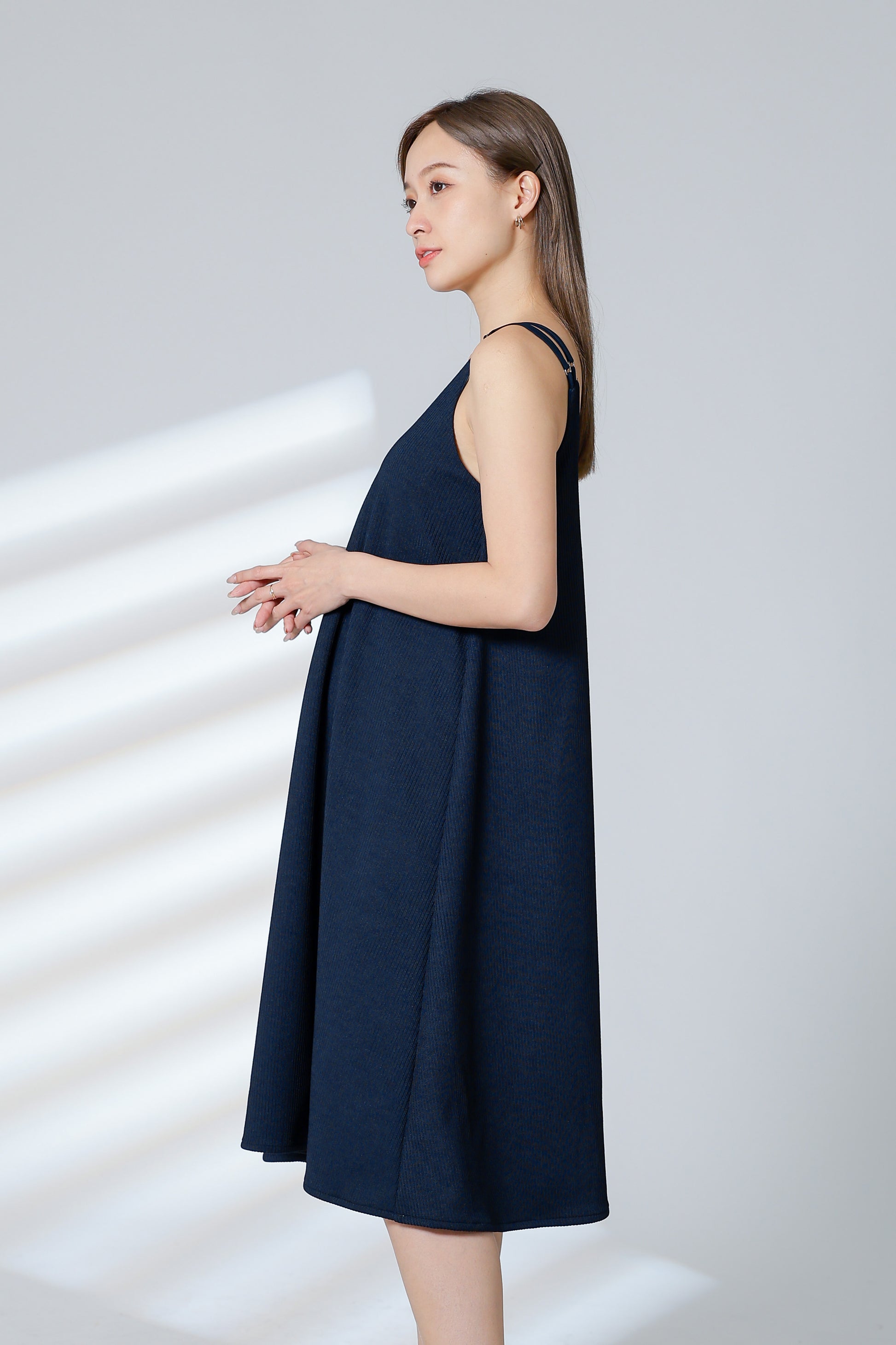 Lissa Padded Flared Dress - Navy