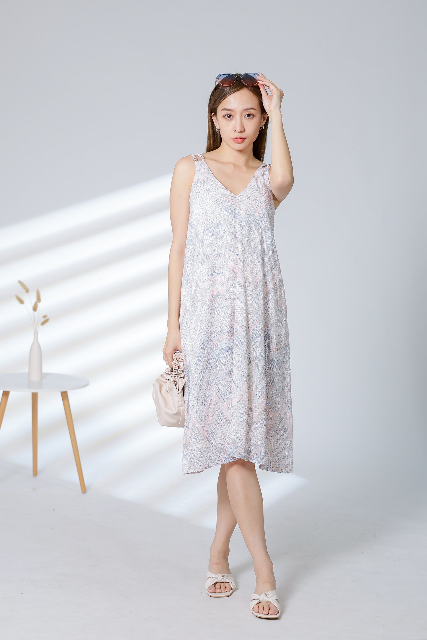 Lissa Padded Flared Dress - Pink