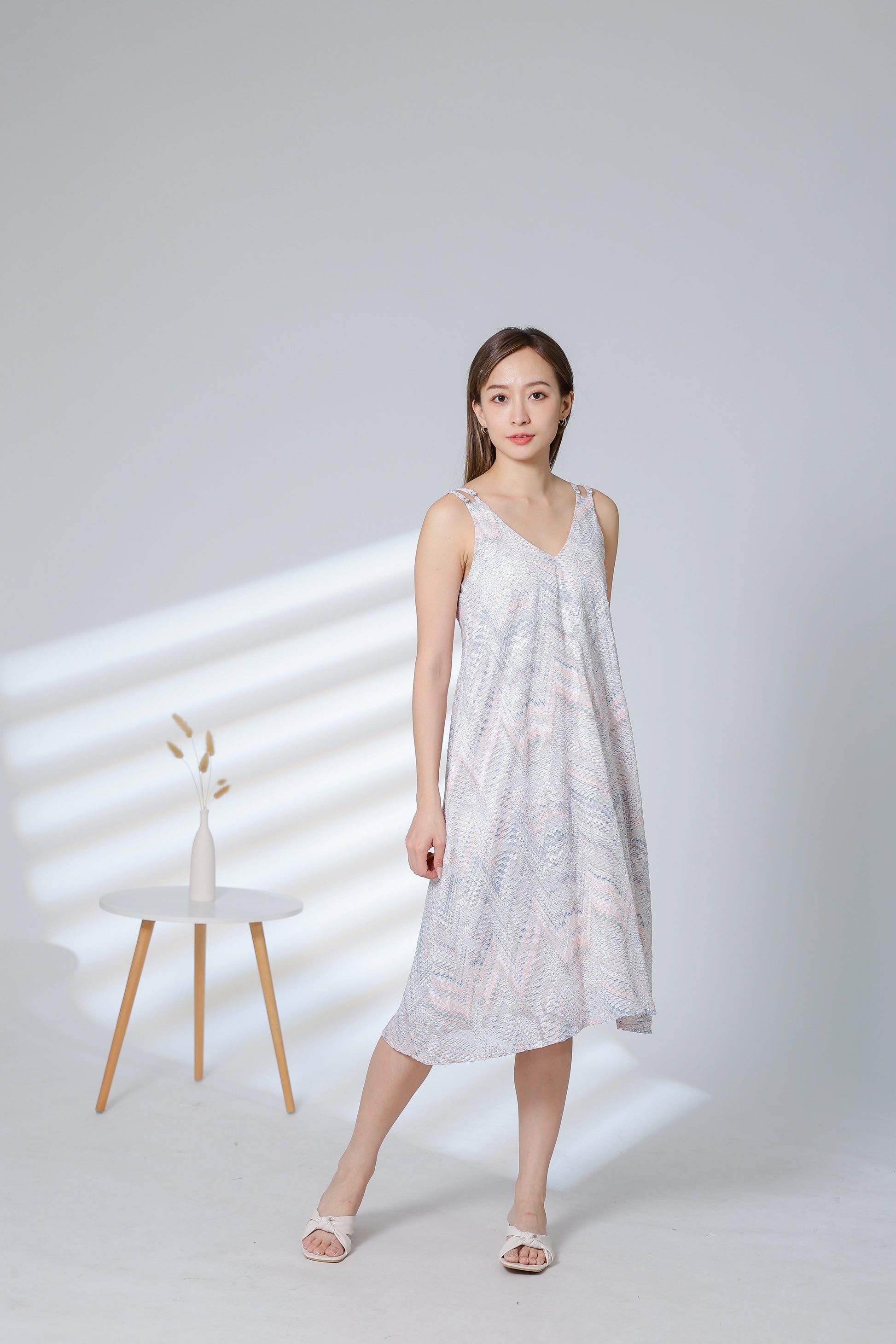 Lissa Padded Flared Dress - Pink
