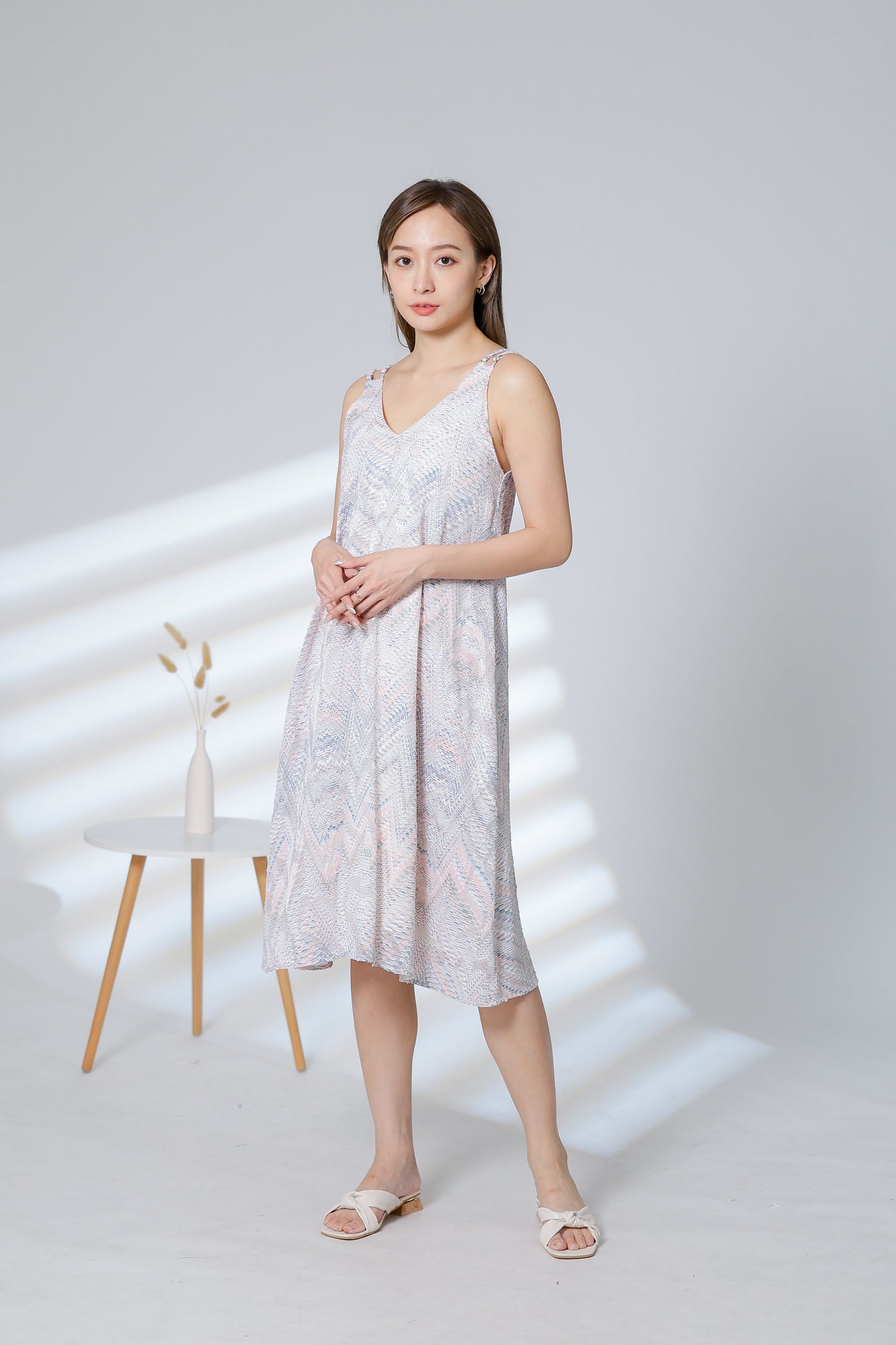 Lissa Padded Flared Dress - Pink