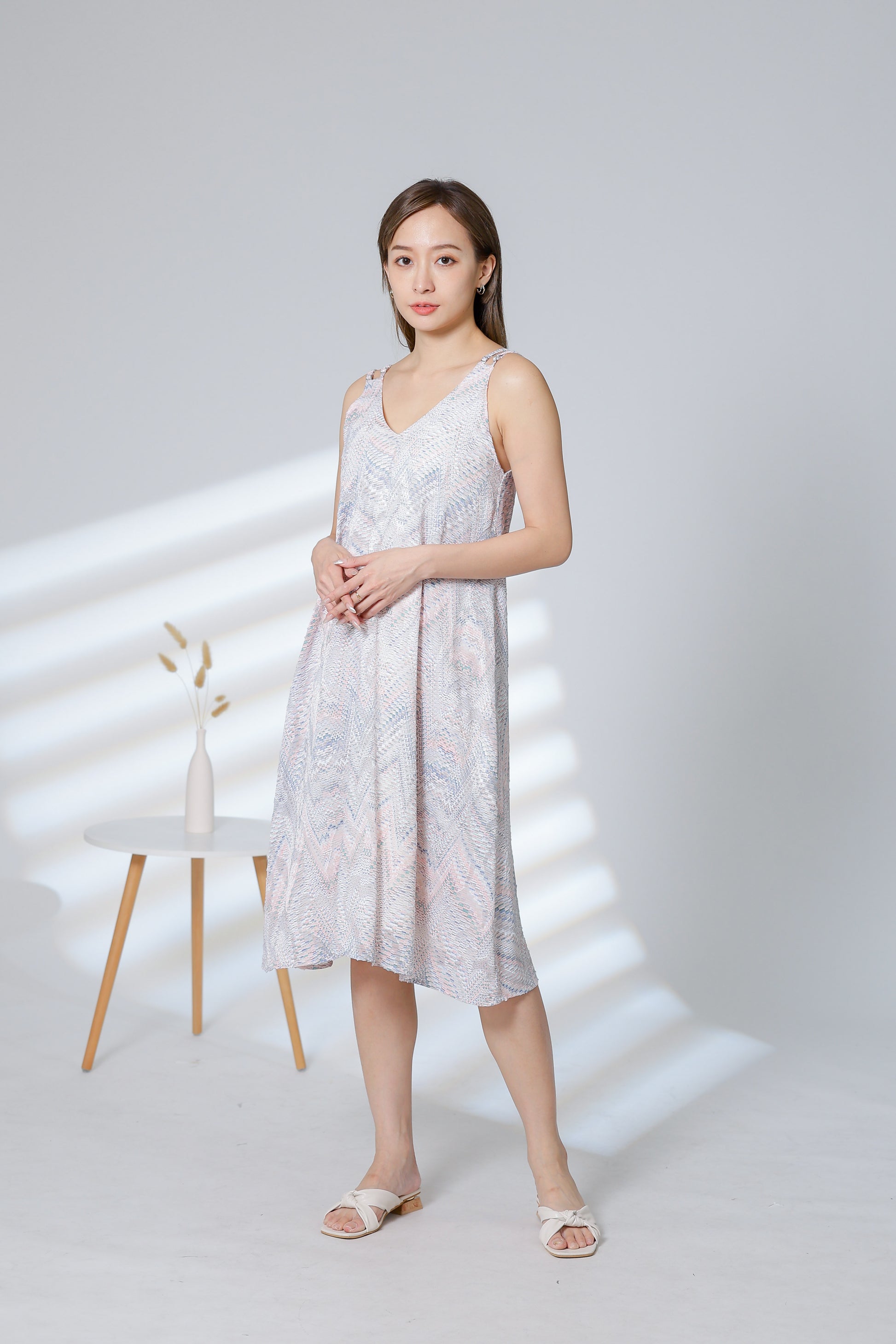 Lissa Padded Flared Dress - Pink