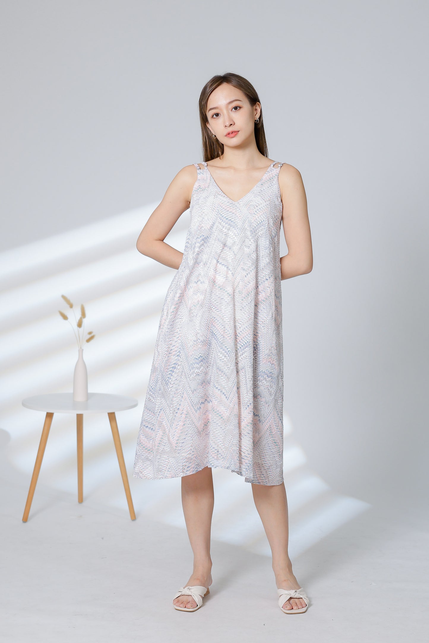 Lissa Padded Flared Dress - Pink