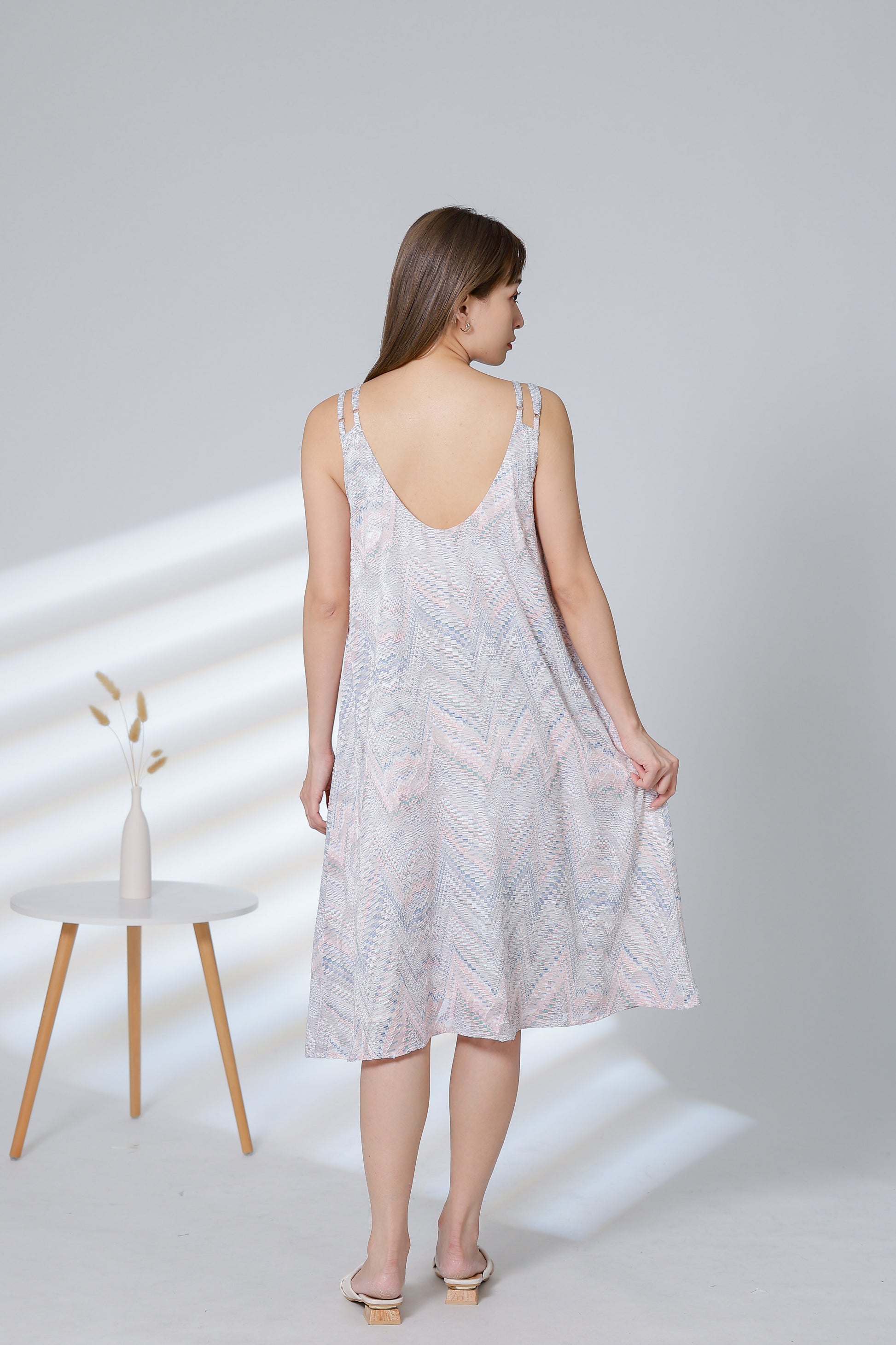 Lissa Padded Flared Dress - Pink