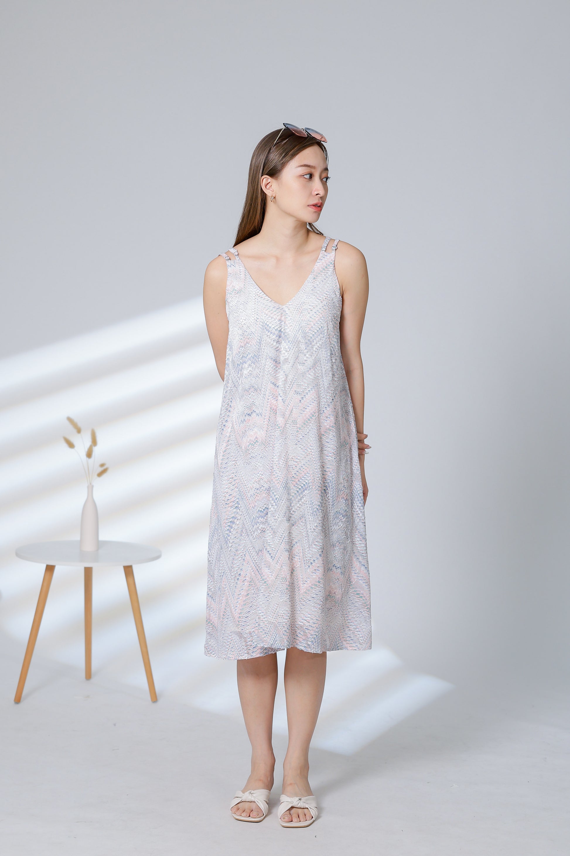 Lissa Padded Flared Dress - Pink