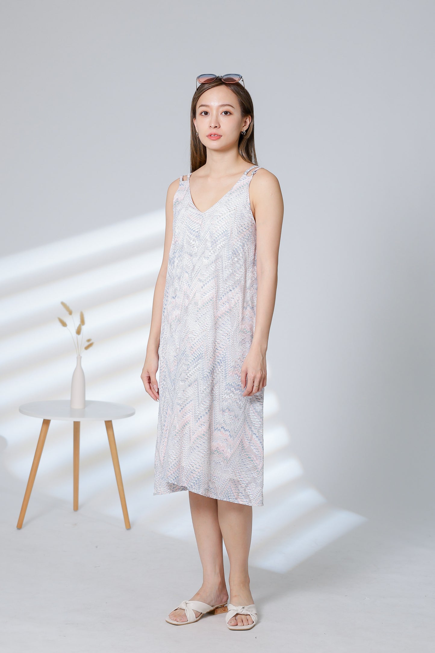 Lissa Padded Flared Dress - Pink