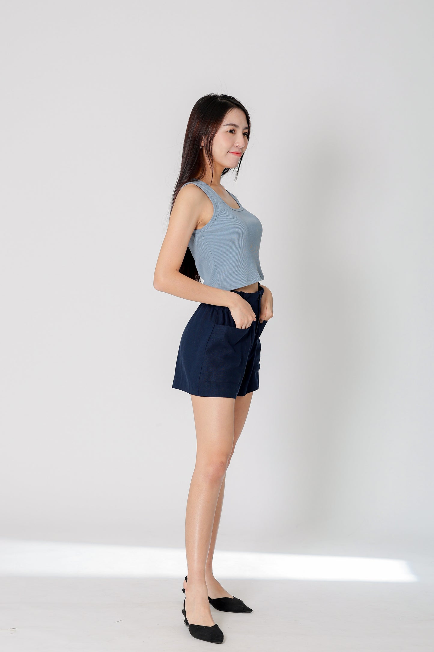 Lola Paperbag Waist Shorts - Navy