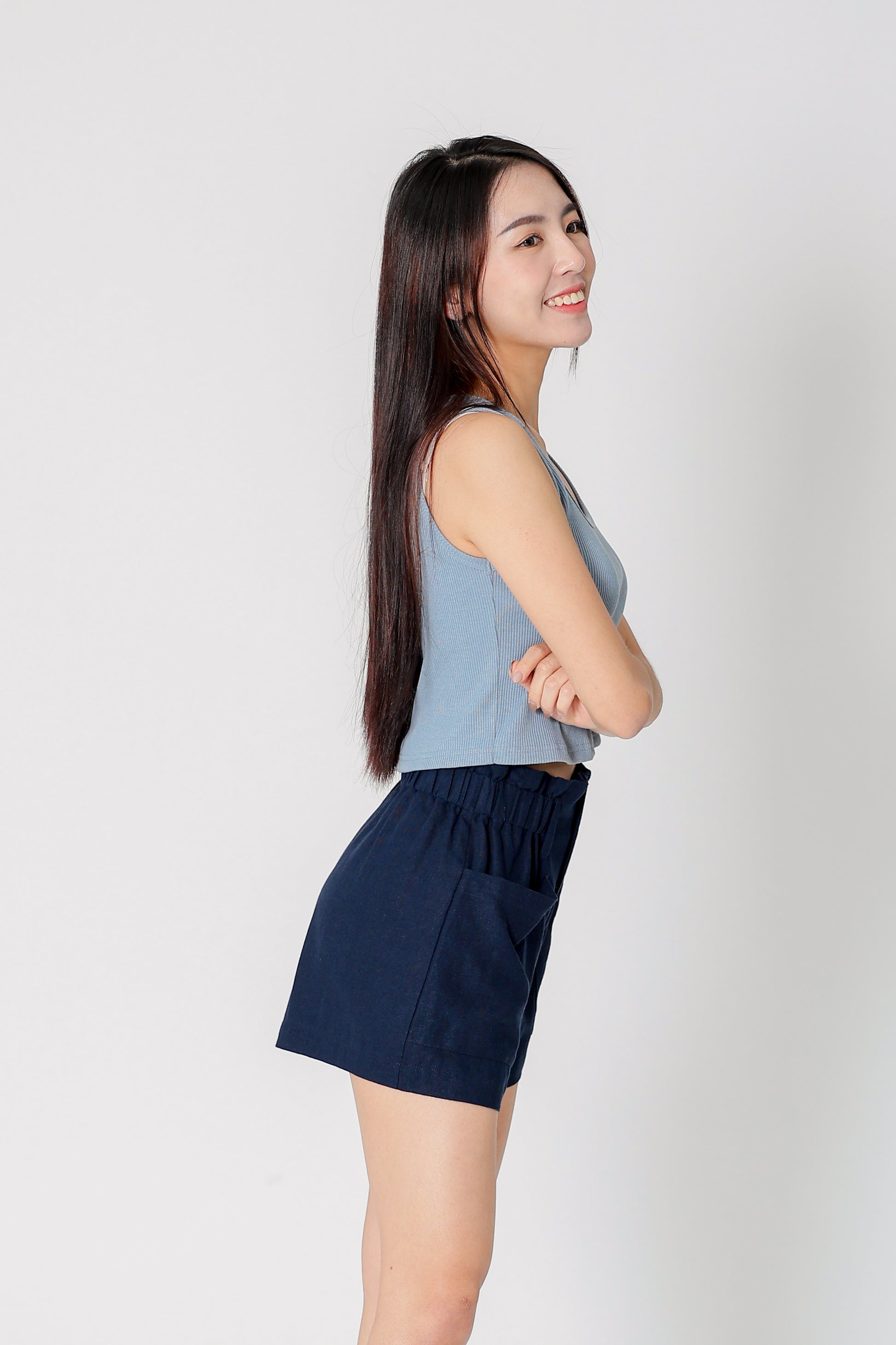 Lola Paperbag Waist Shorts - Navy