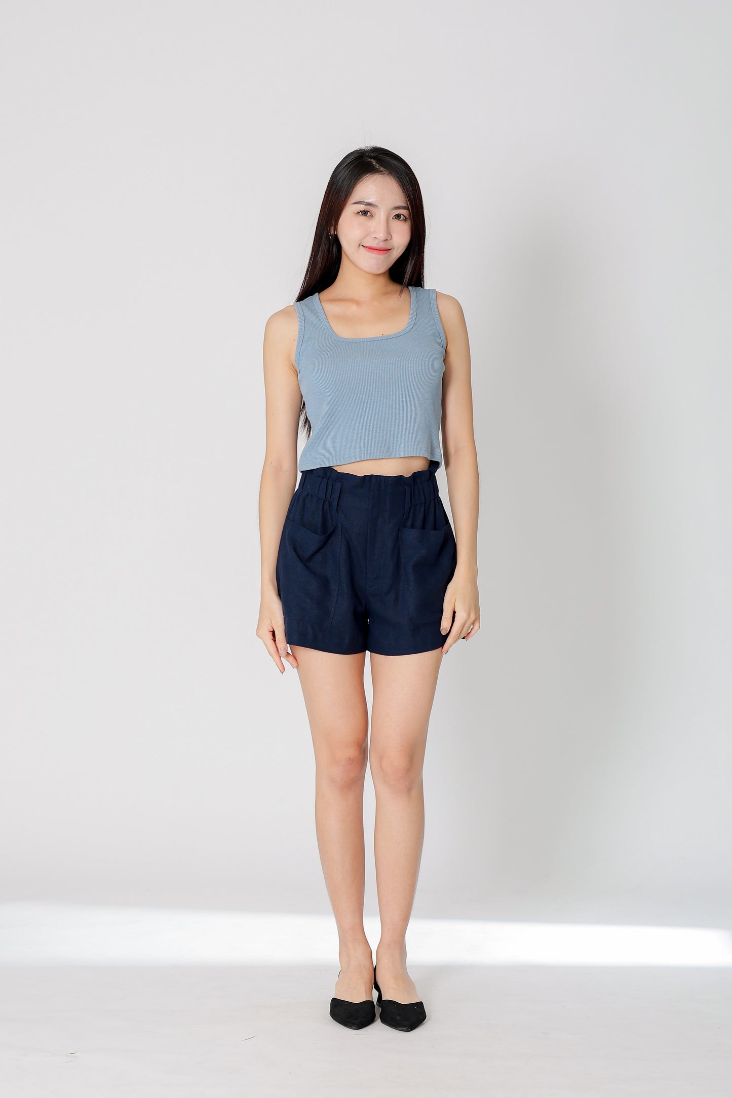 Lola Paperbag Waist Shorts - Navy