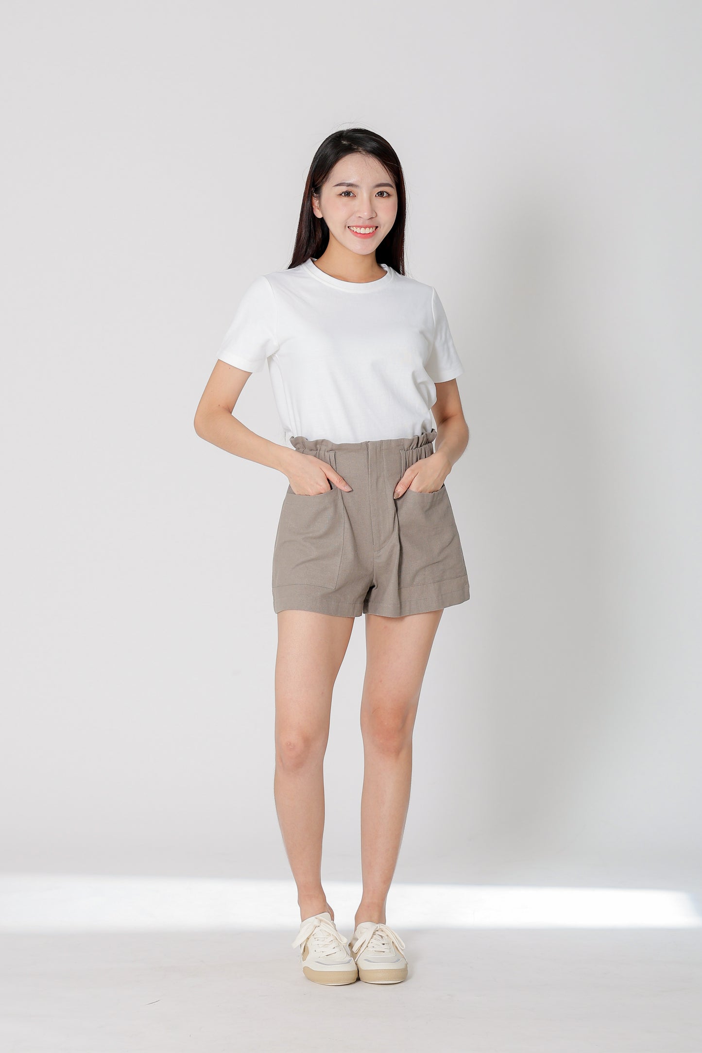 Lola Paperbag Waist Shorts - Taupe