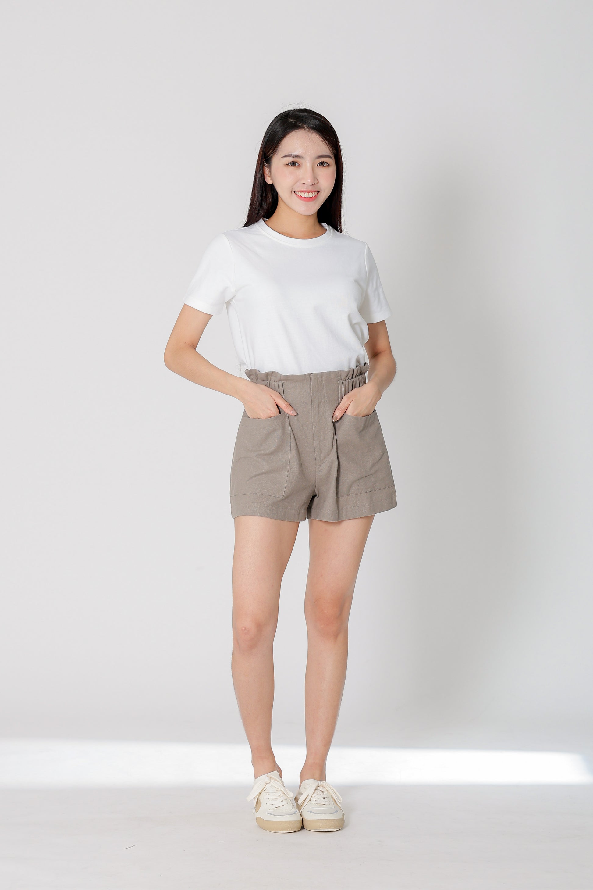 Lola Paperbag Waist Shorts - Taupe