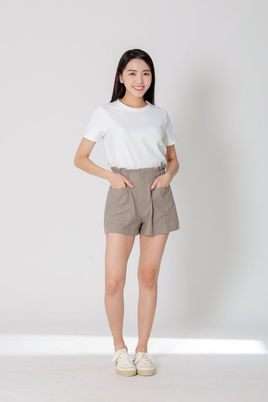 Lola Paperbag Waist Shorts - Taupe