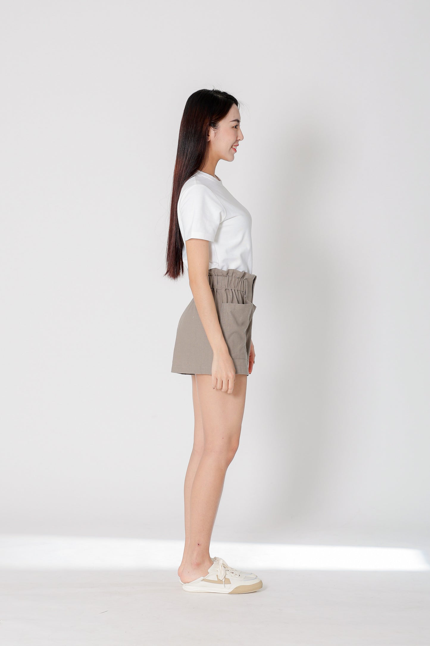 Lola Paperbag Waist Shorts - Taupe