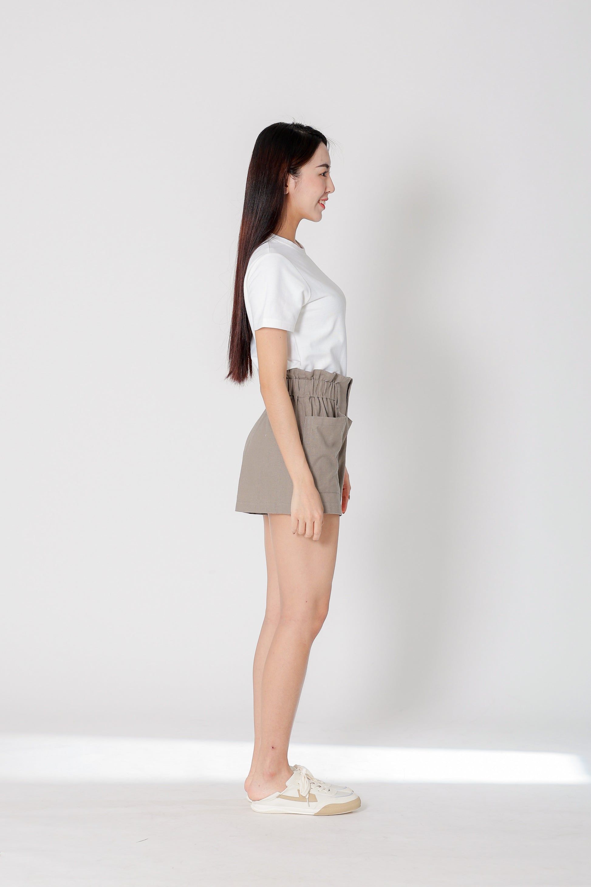Lola Paperbag Waist Shorts - Taupe