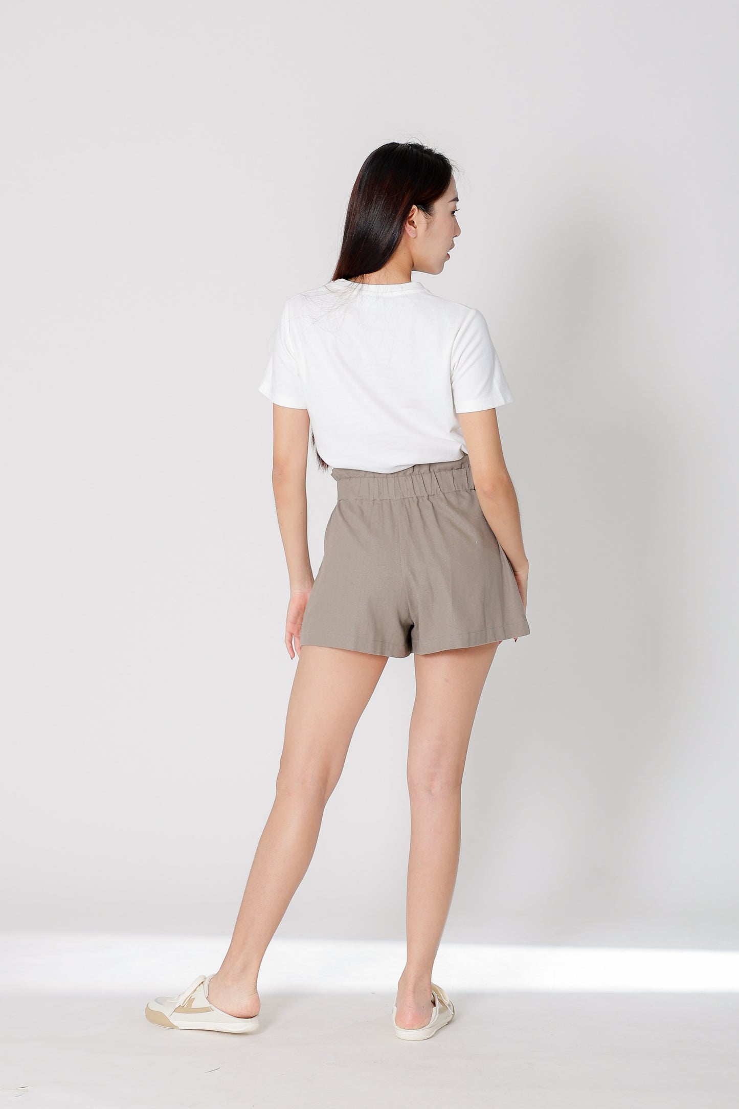 Lola Paperbag Waist Shorts - Taupe