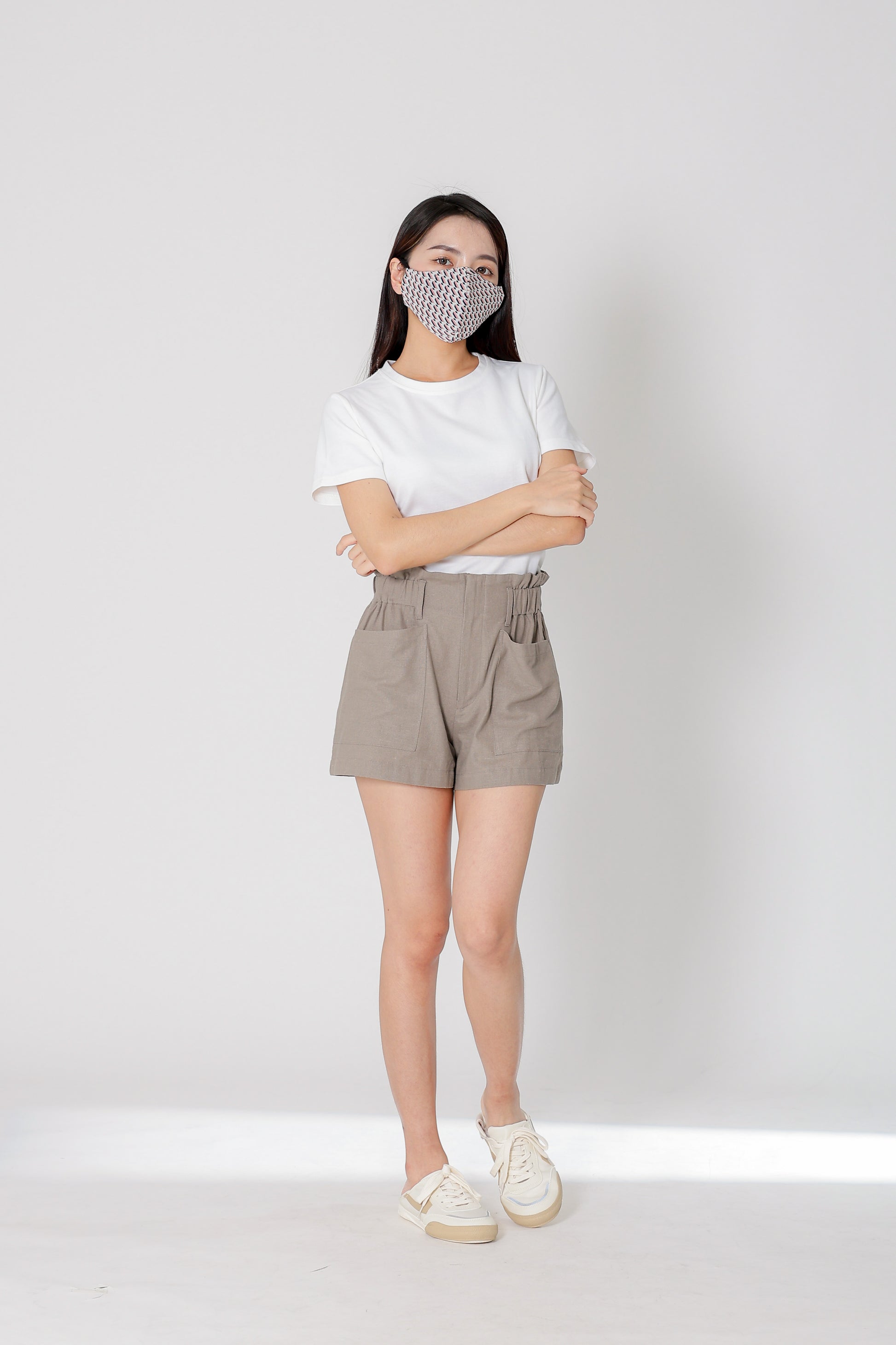 Lola Paperbag Waist Shorts - Taupe