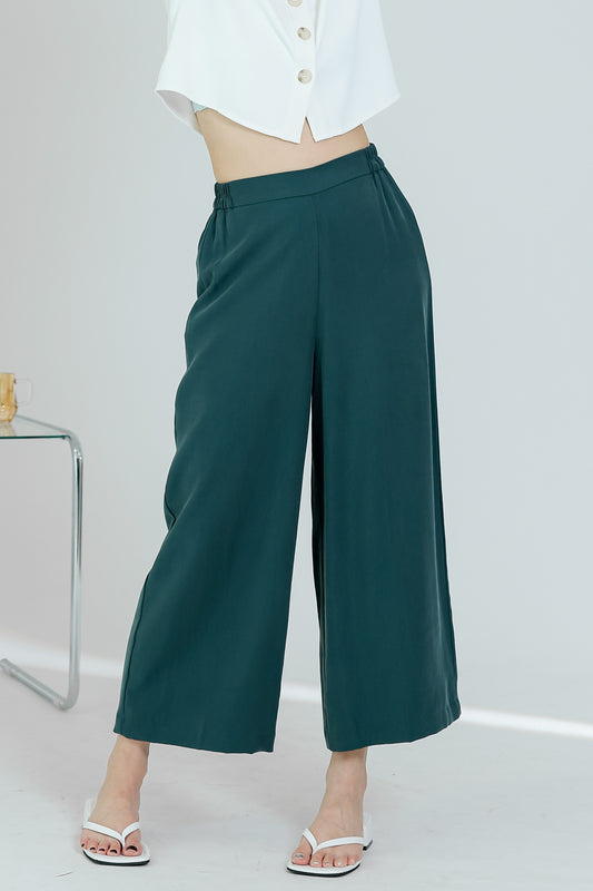 Lacu Side Elastic Cropped Pant - Green