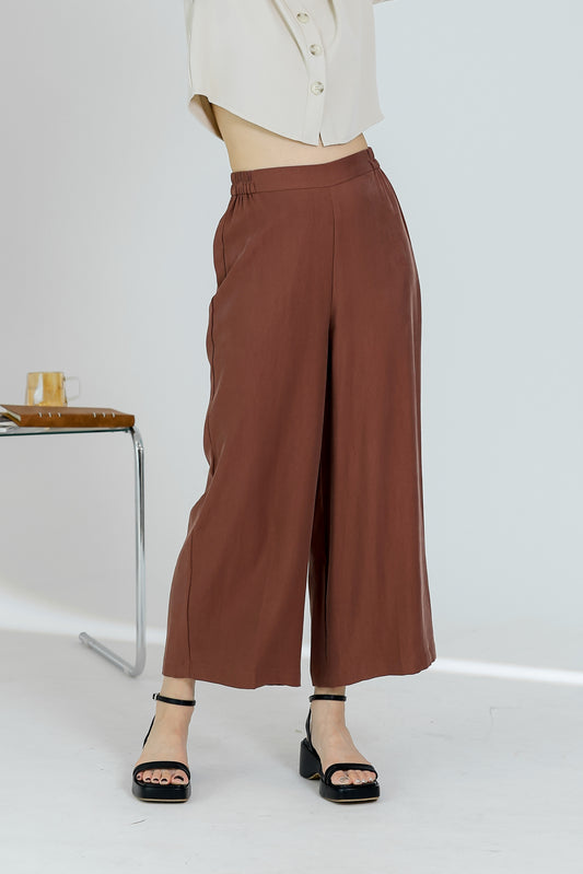Lacu Side Elastic Cropped Pant - Chocolate
