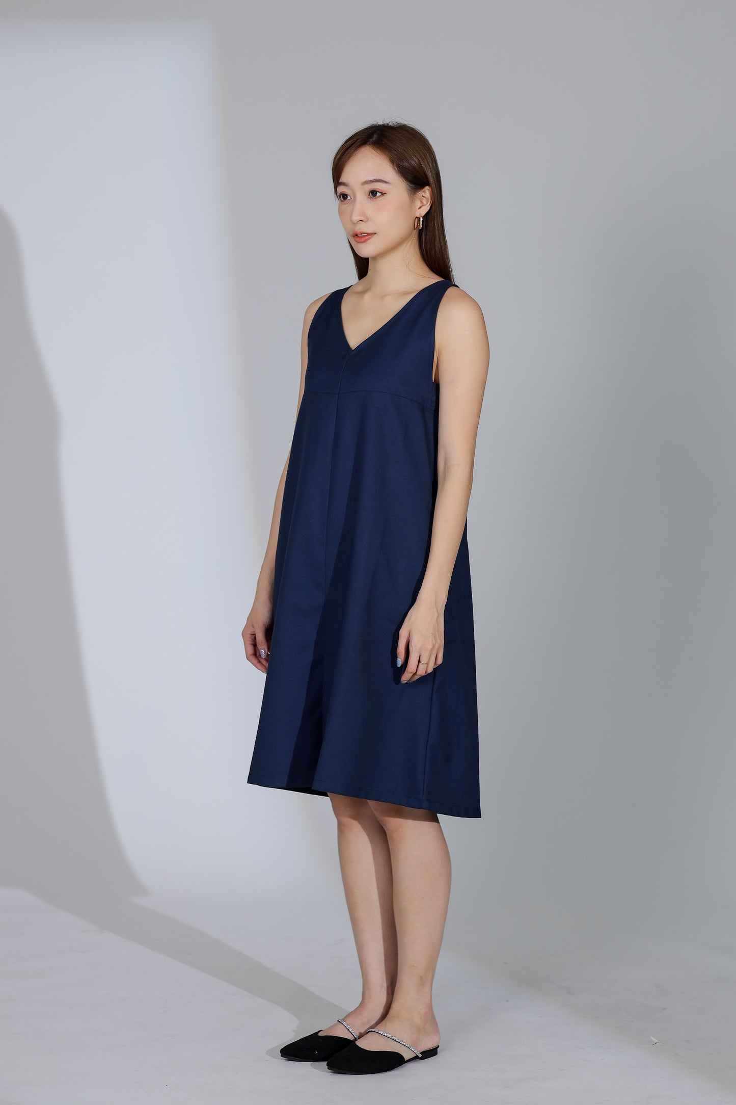 Lusia V Neck Shift Dress - Blue