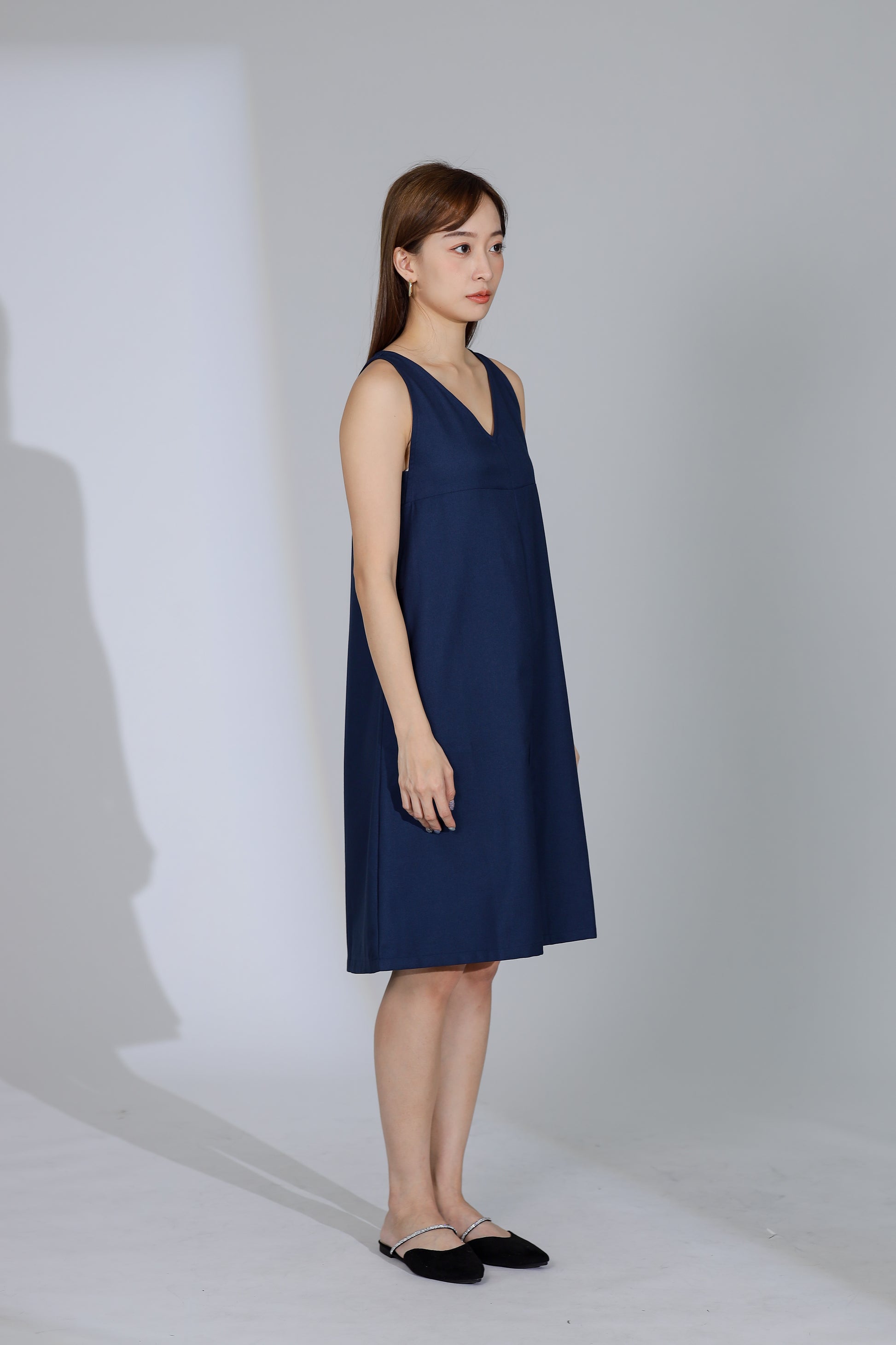 Lusia V Neck Shift Dress - Blue