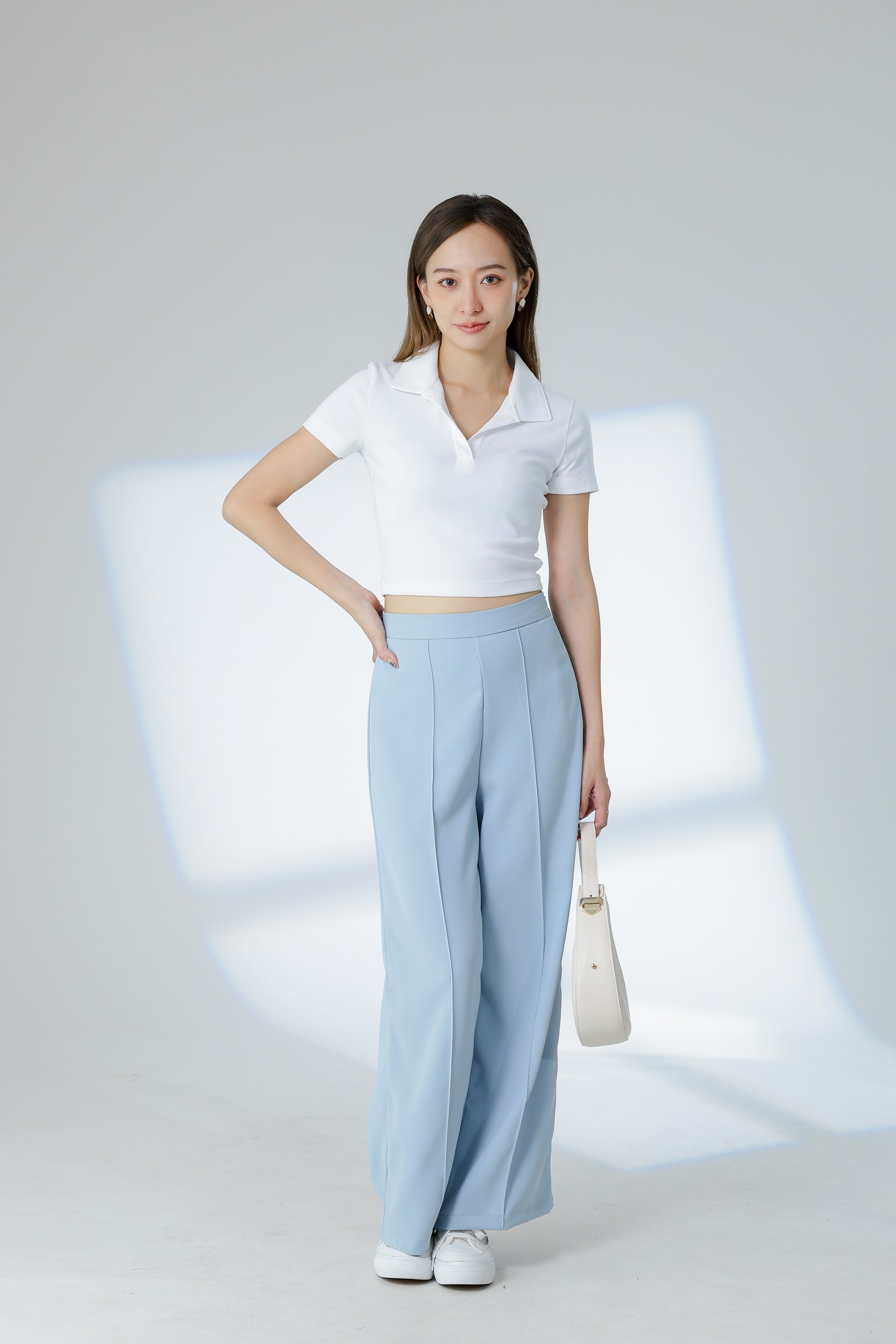 Lyra Pintuck Pant - Light Blue