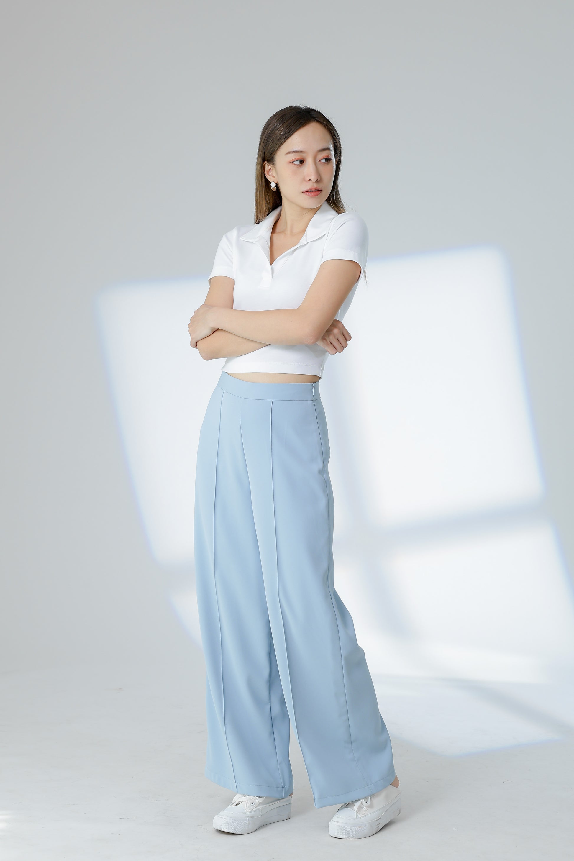 Lyra Pintuck Pant - Light Blue