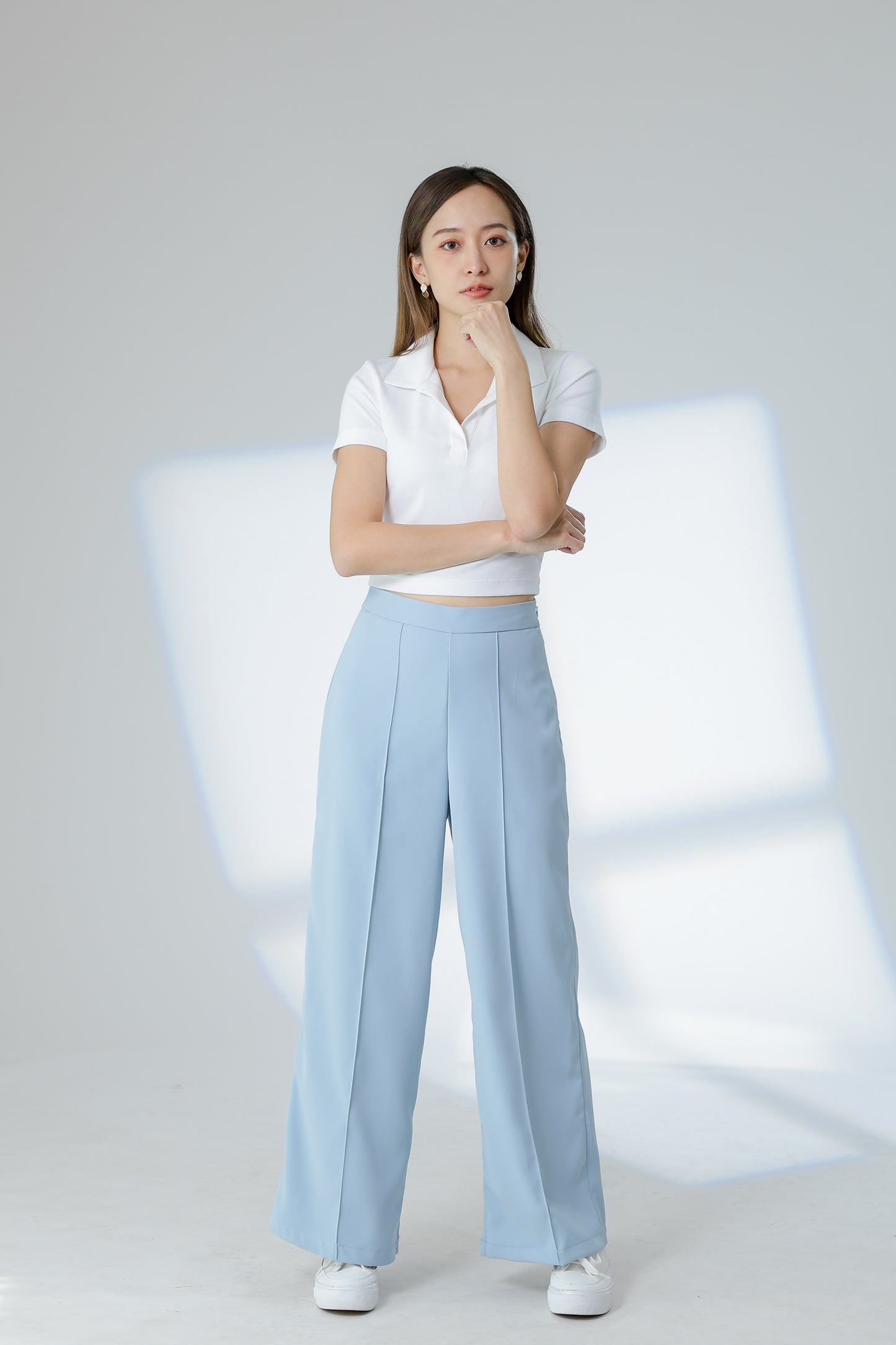 Lyra Pintuck Pant - Light Blue