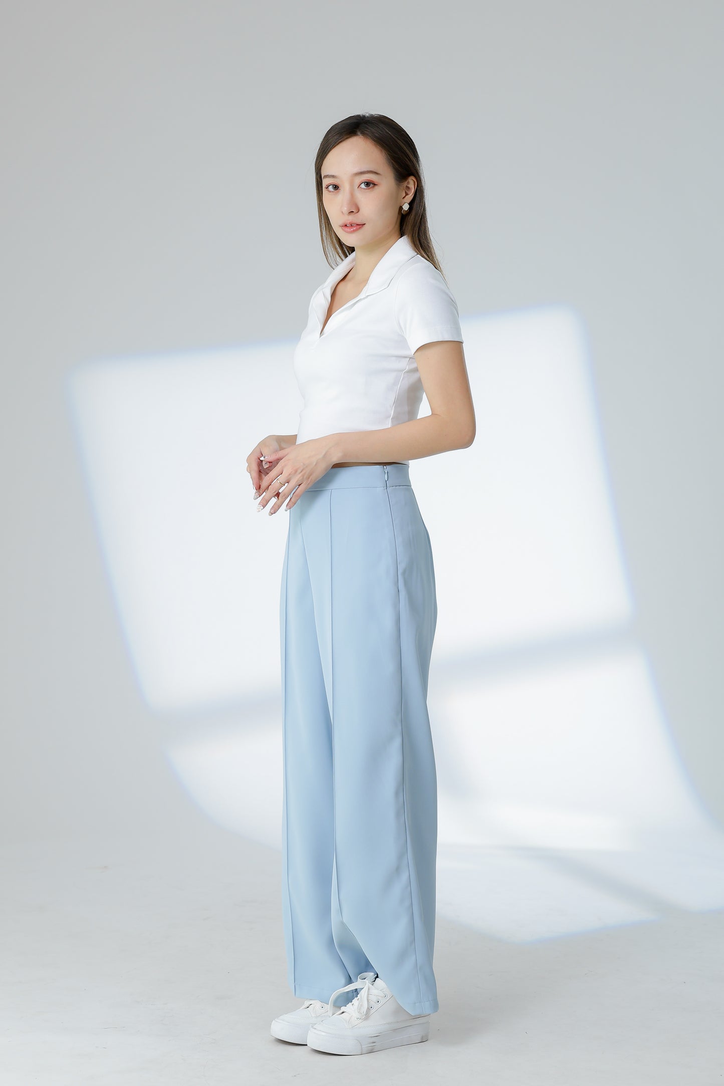 Lyra Pintuck Pant - Light Blue