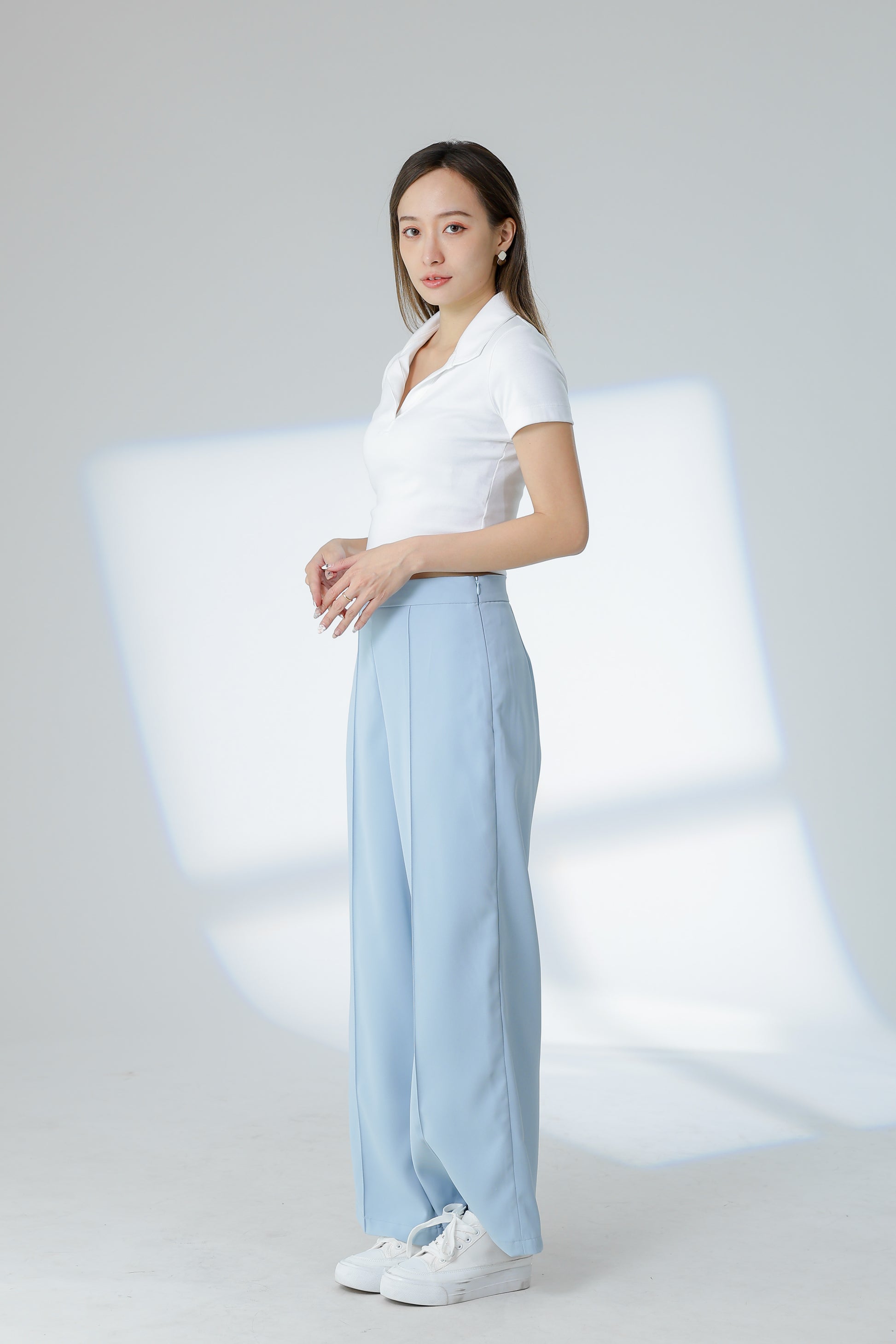 Lyra Pintuck Pant - Light Blue