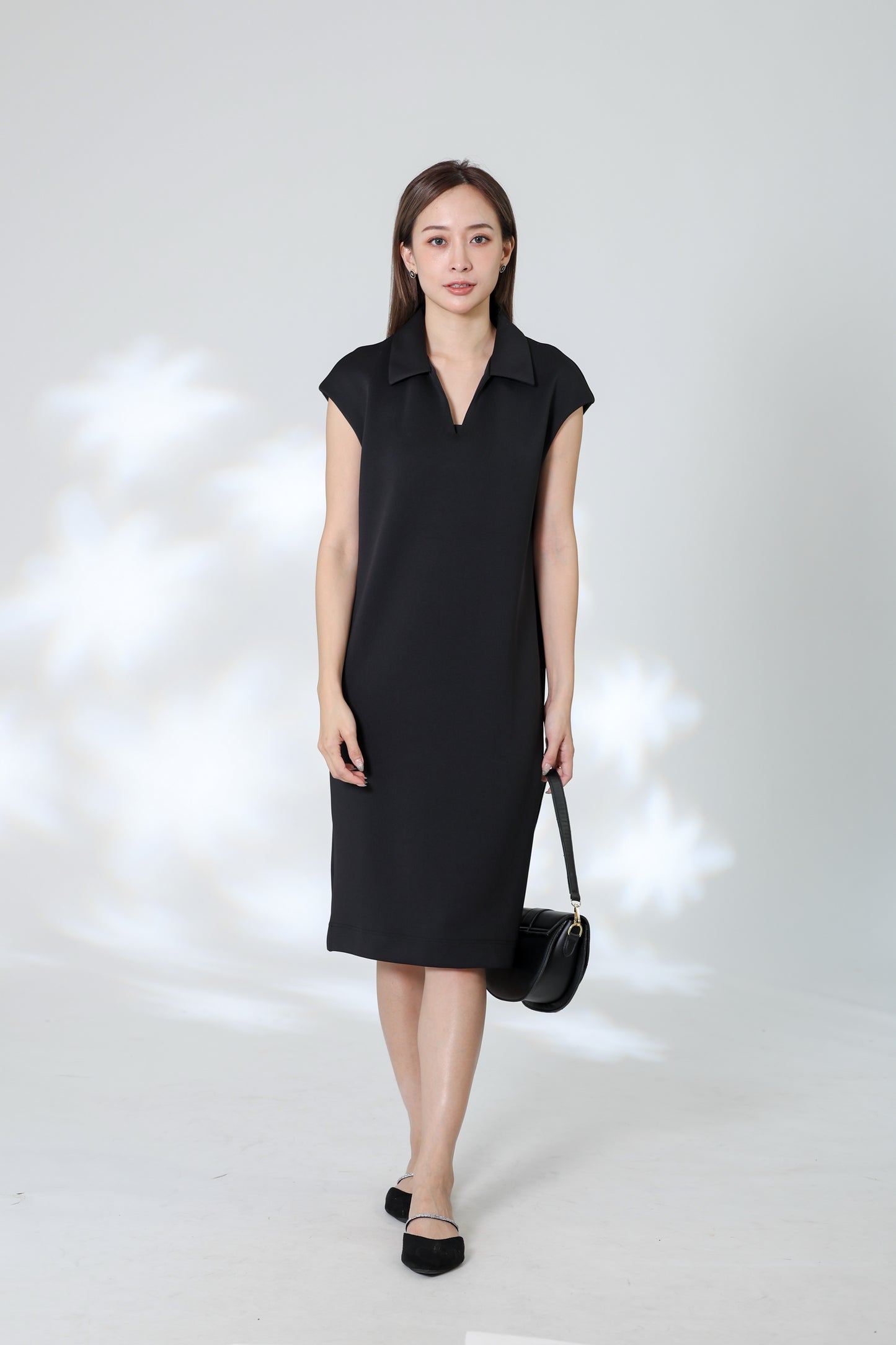 Marcy Johnny Collar Dress - Black