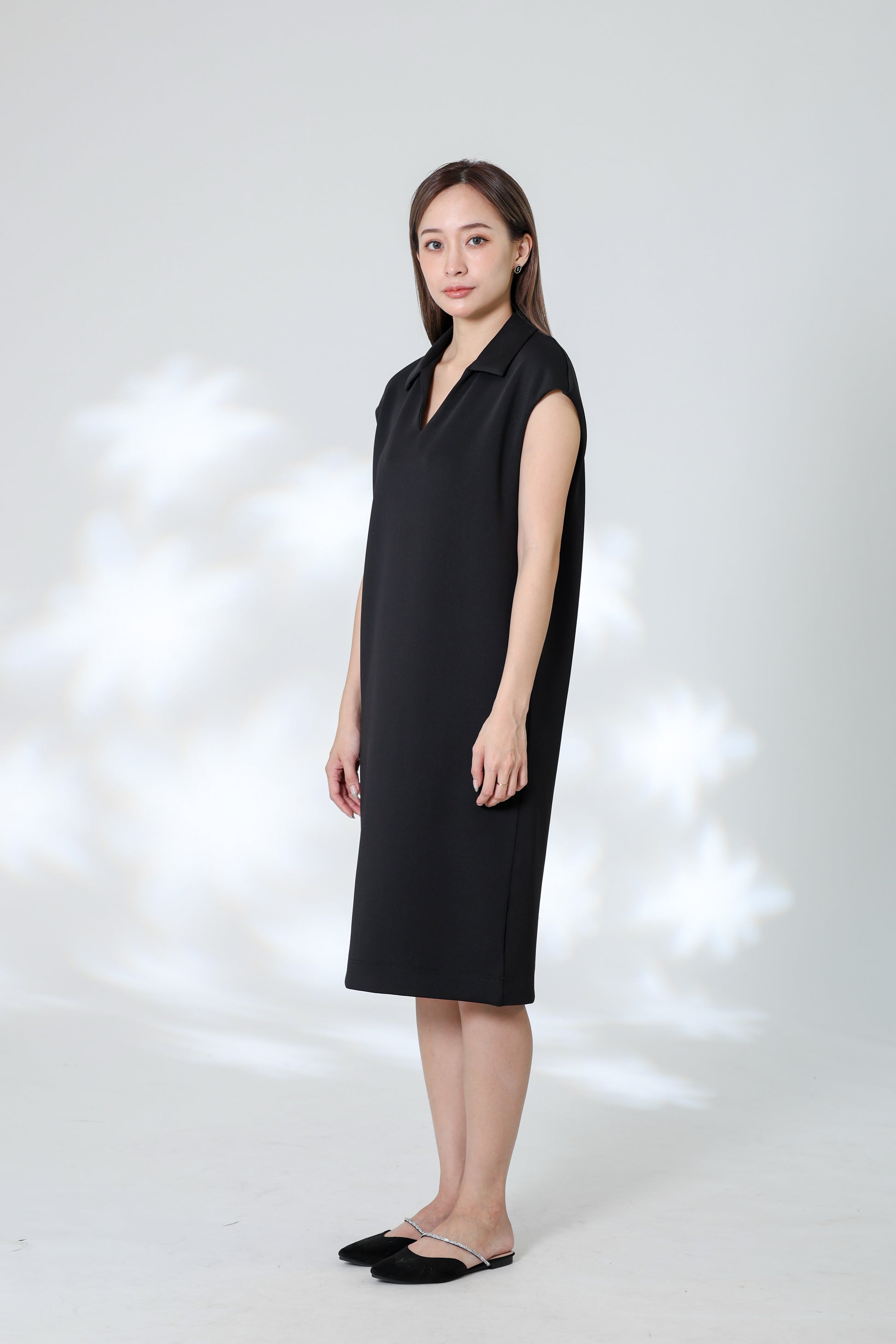 Marcy Johnny Collar Dress - Black