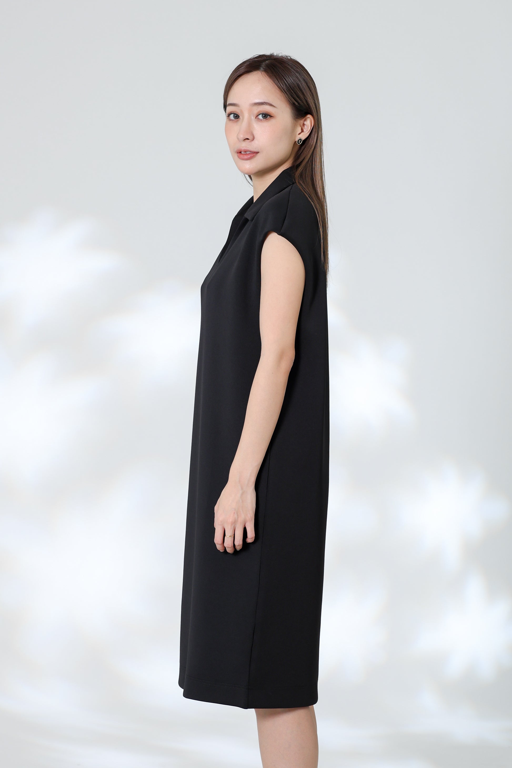 Marcy Johnny Collar Dress - Black