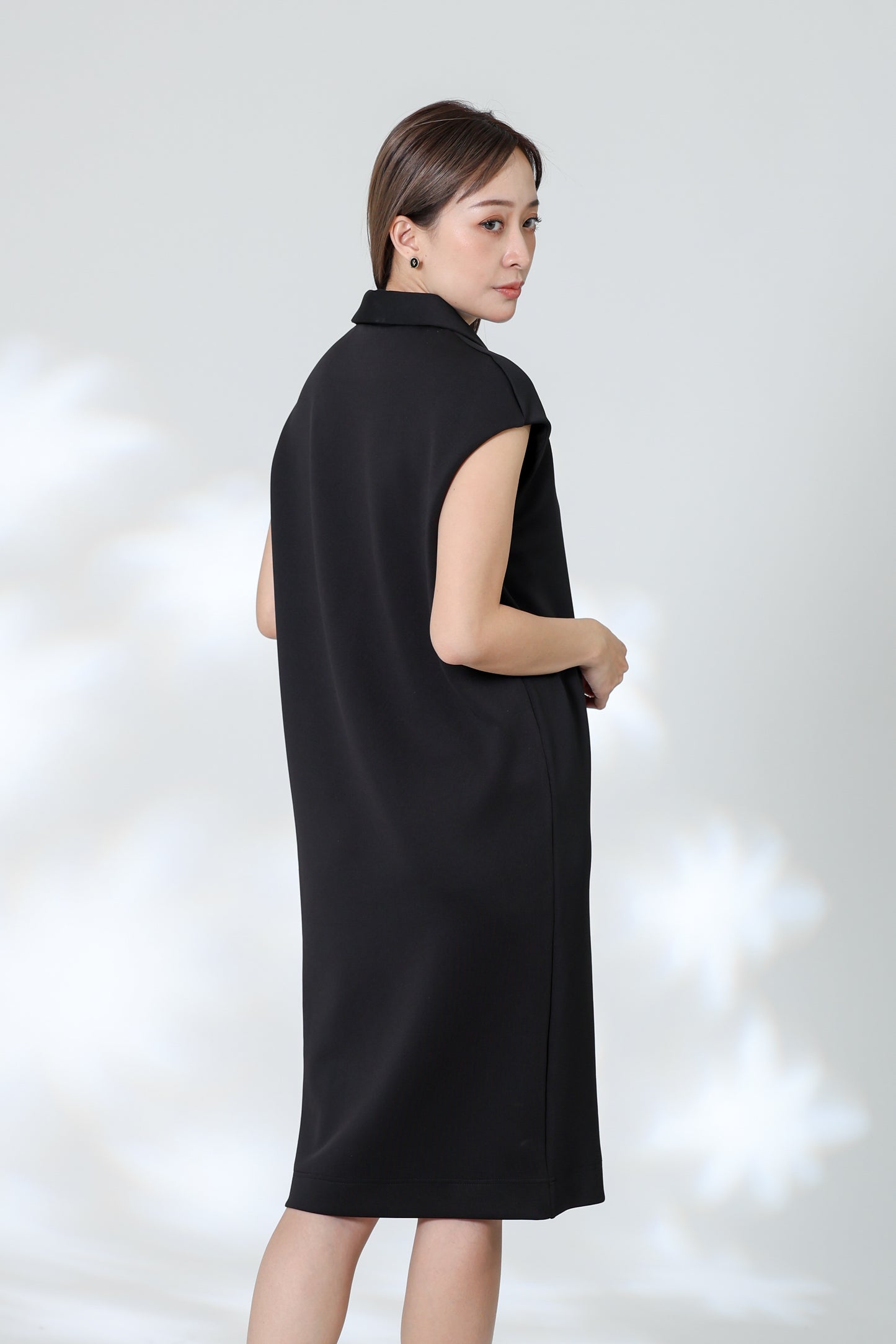 Marcy Johnny Collar Dress - Black