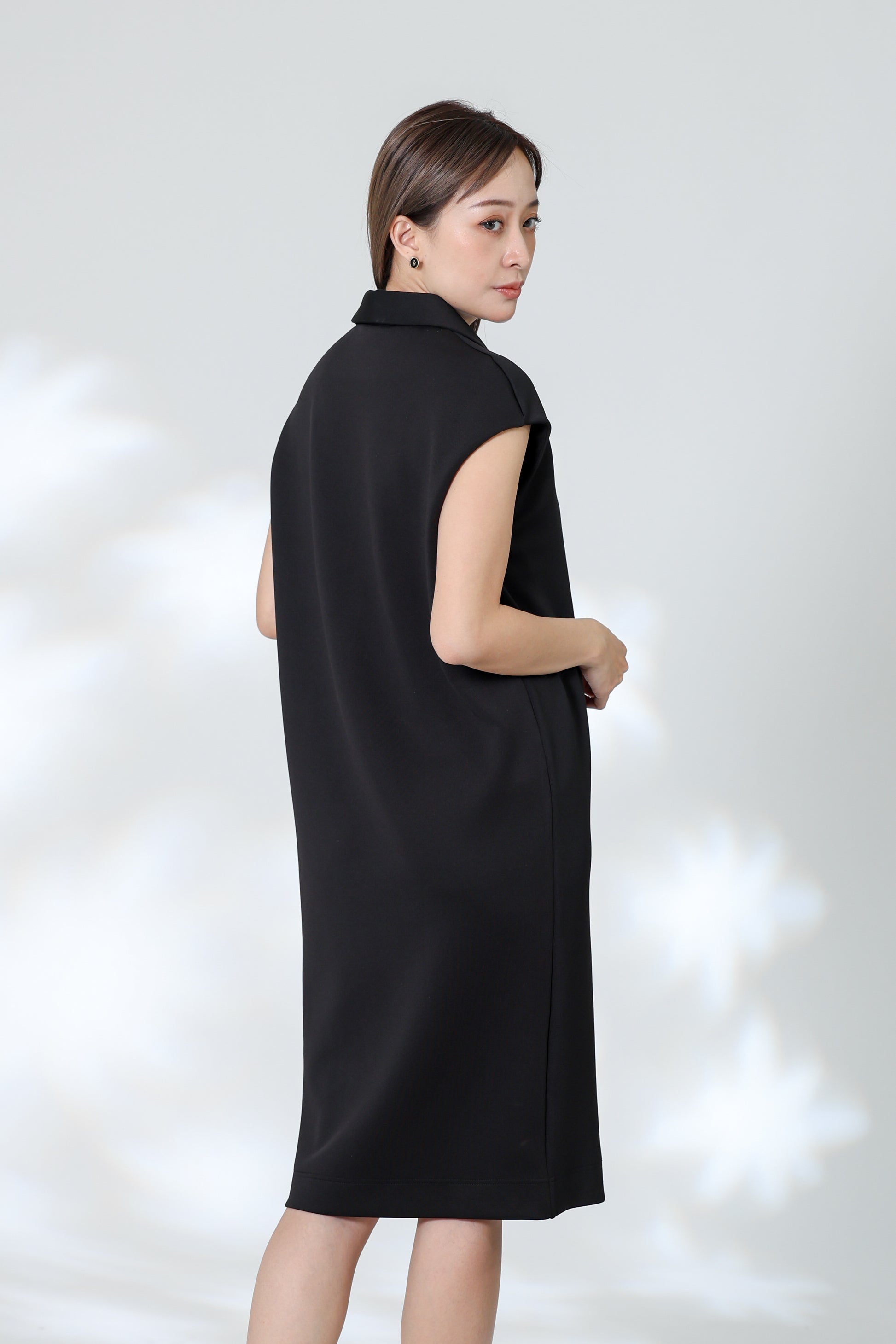 Marcy Johnny Collar Dress - Black