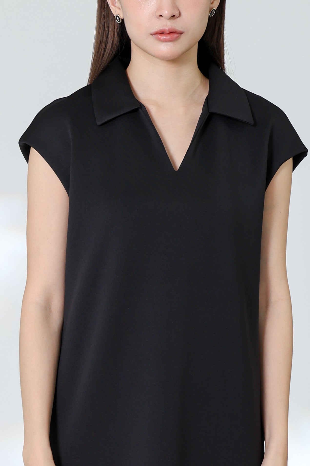 Marcy Johnny Collar Dress - Black