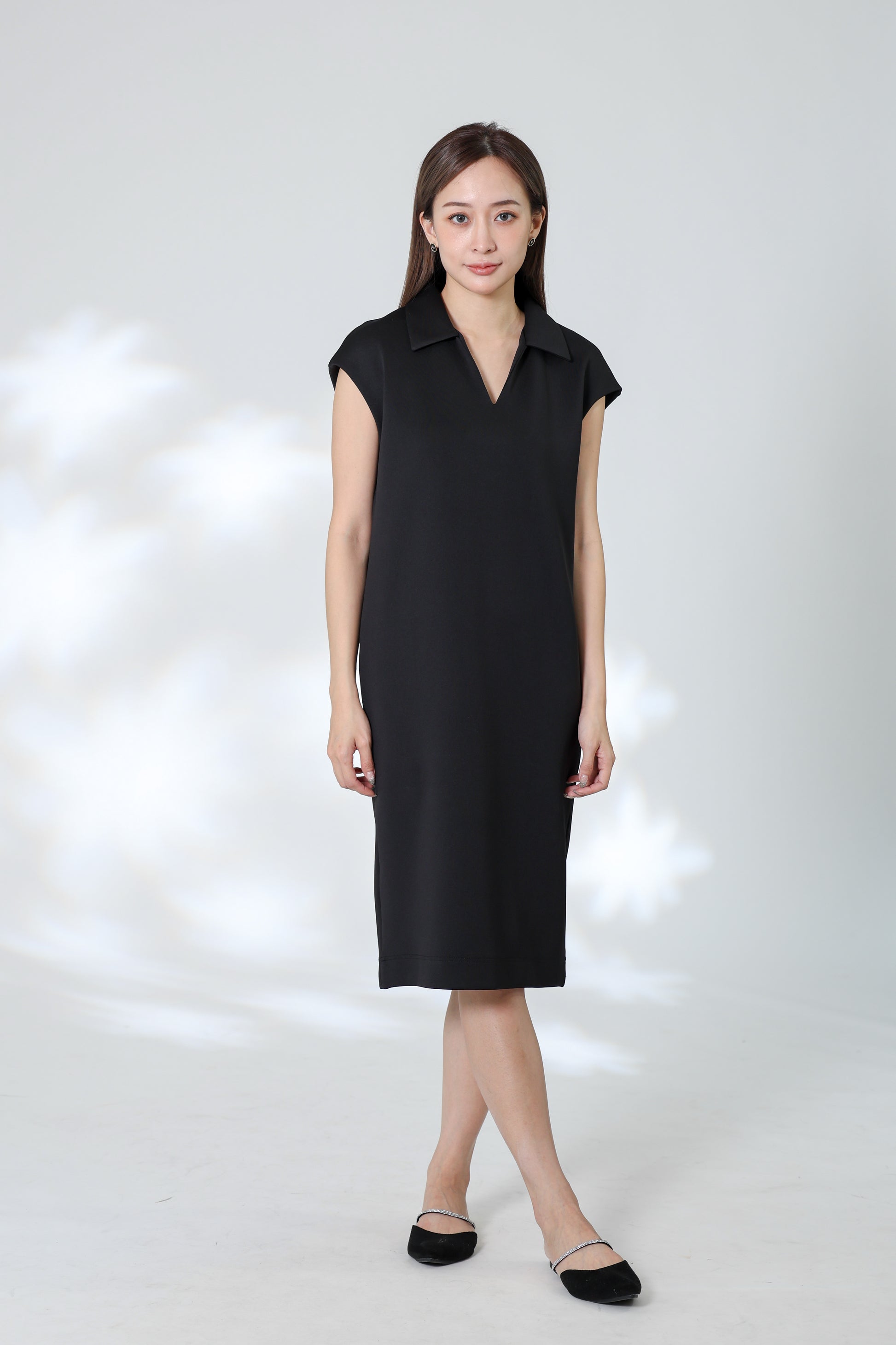Marcy Johnny Collar Dress - Black