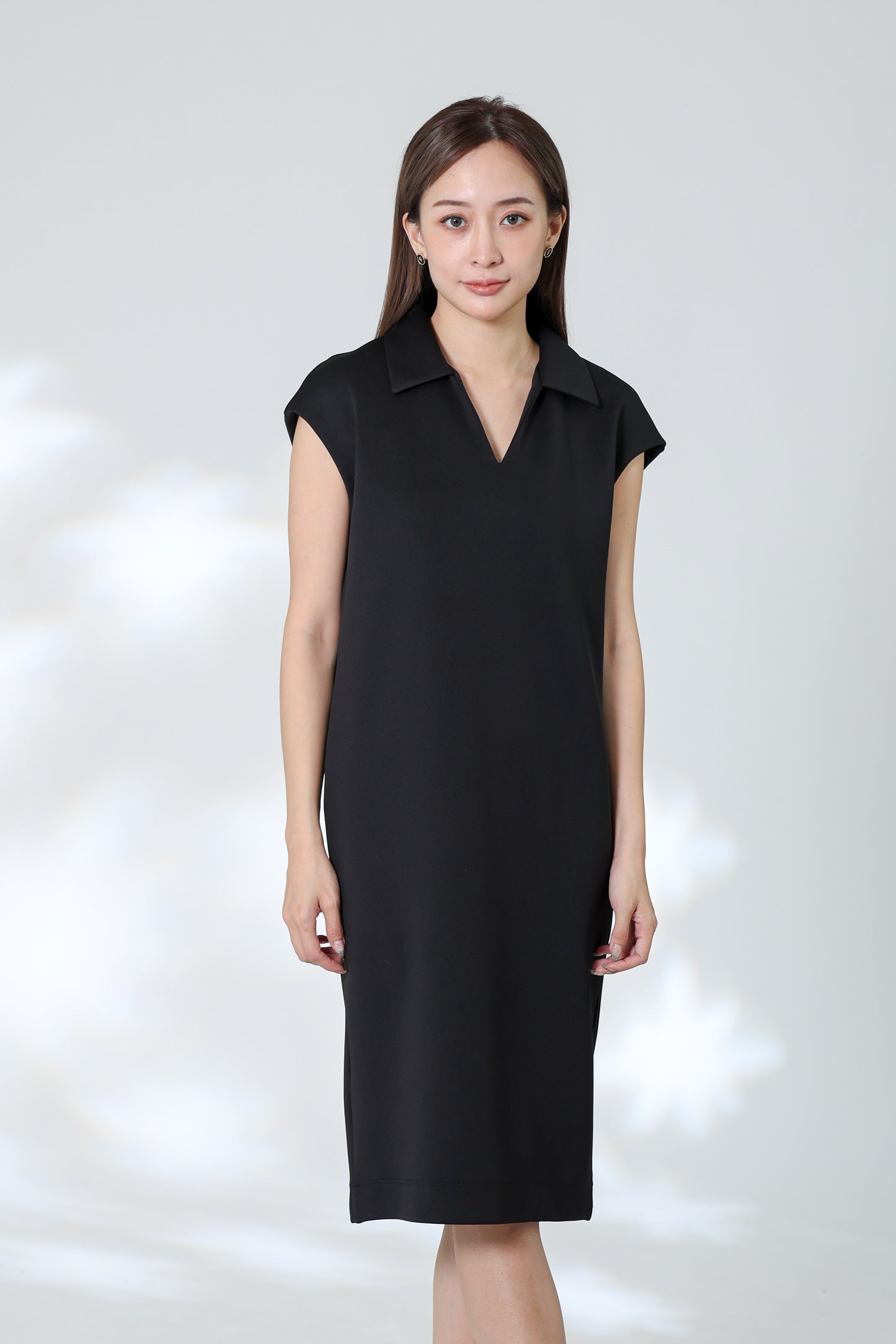 Marcy Johnny Collar Dress - Black