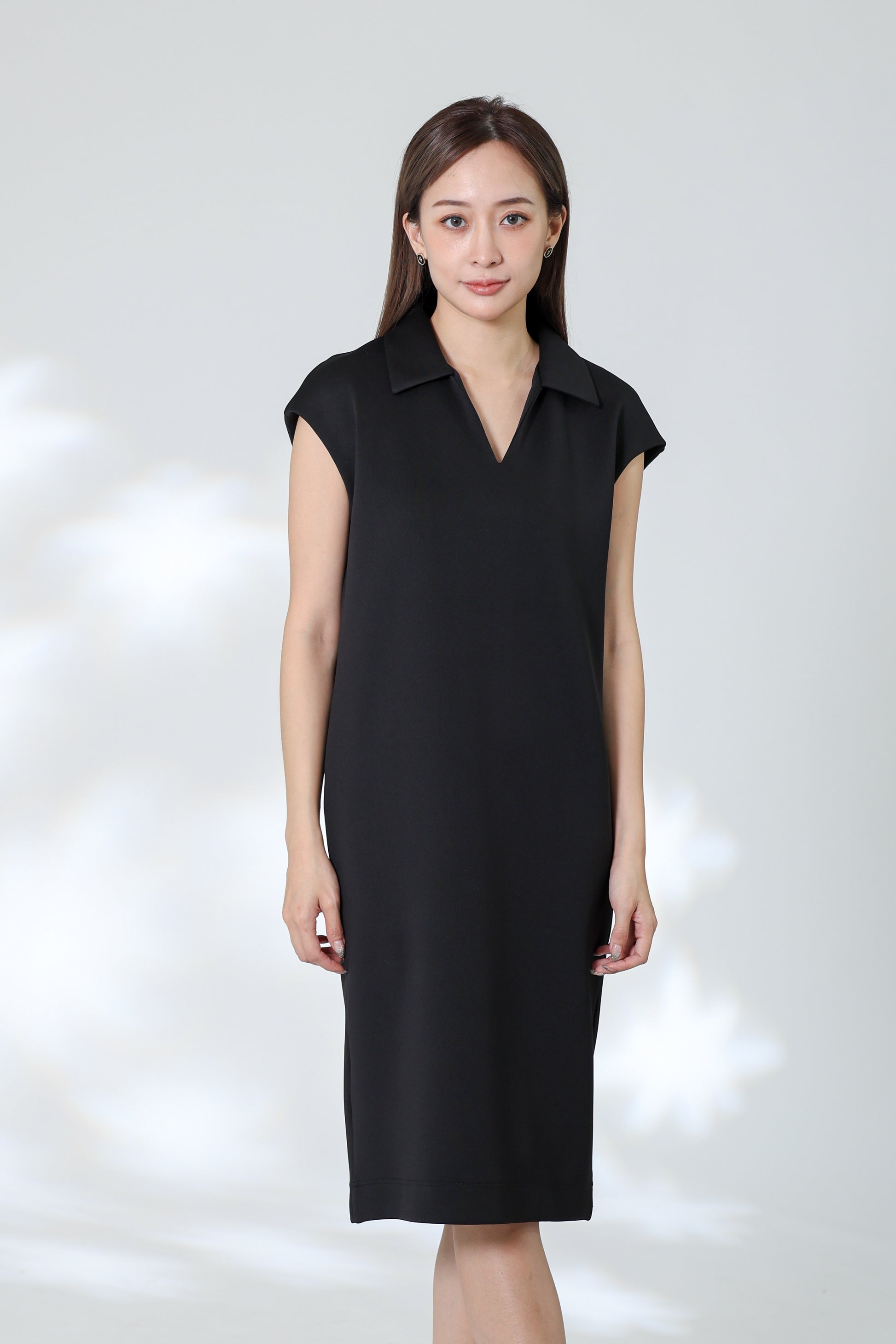 Marcy Johnny Collar Dress - Black