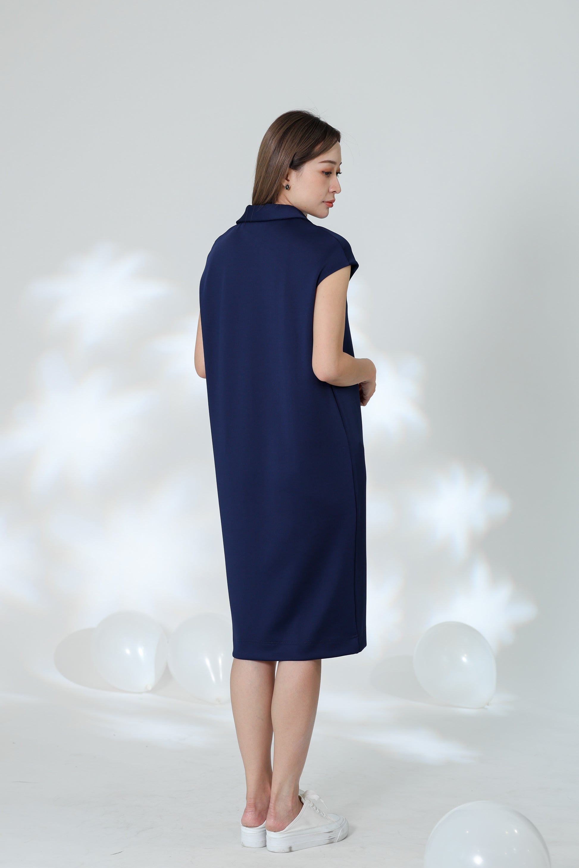Marcy Johnny Collar Dress - Navy