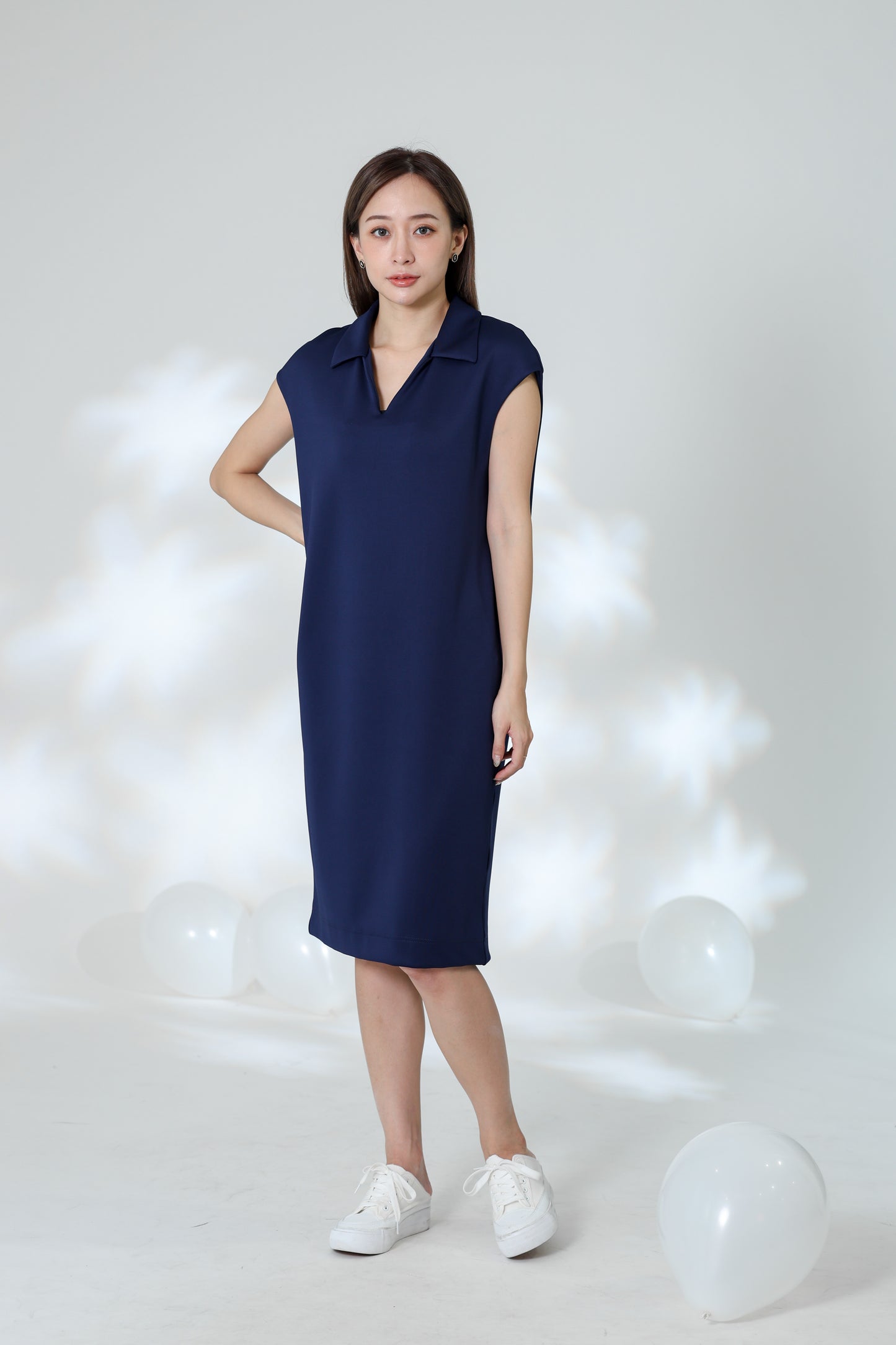 Marcy Johnny Collar Dress - Navy