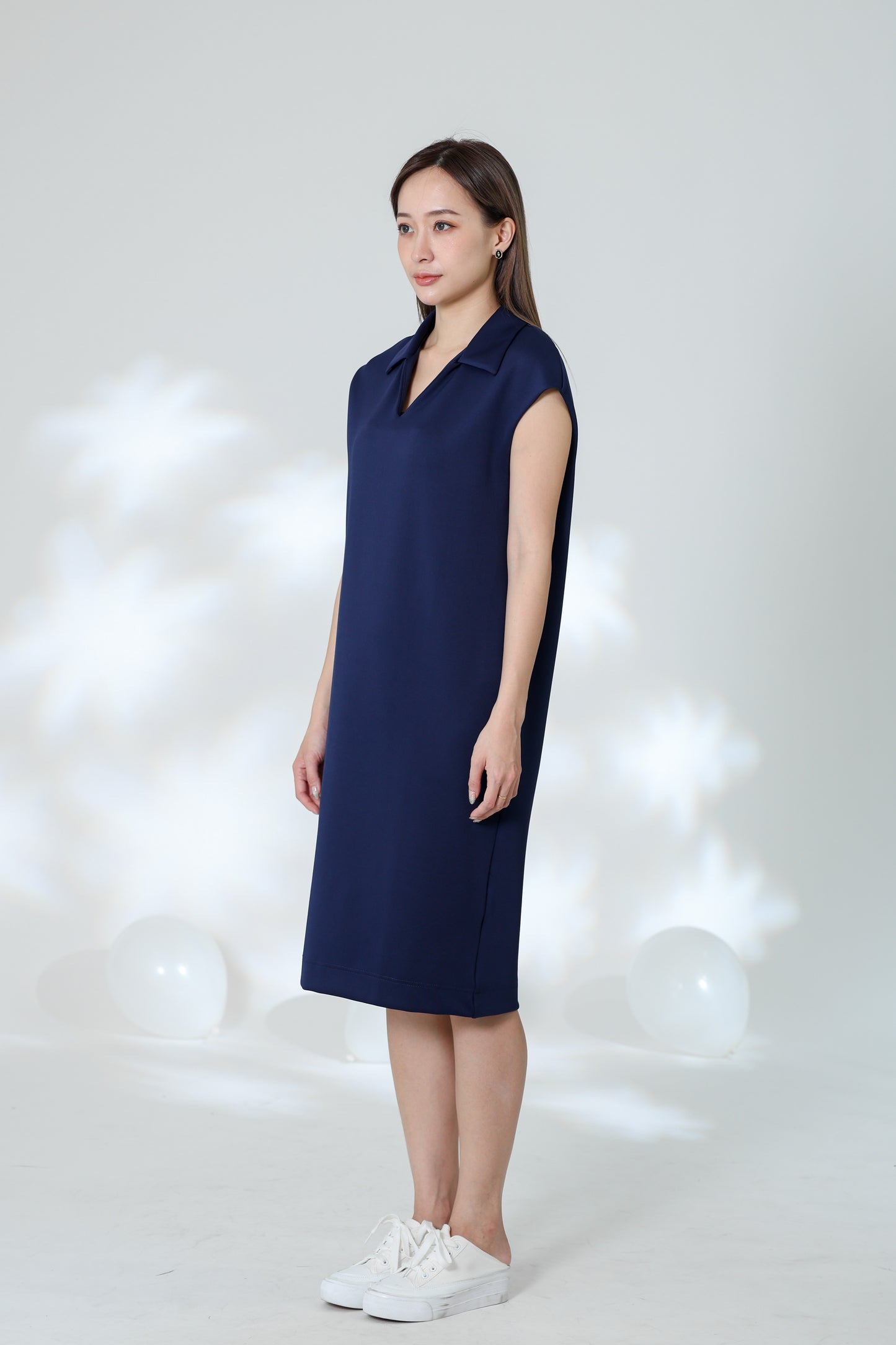 Marcy Johnny Collar Dress - Navy