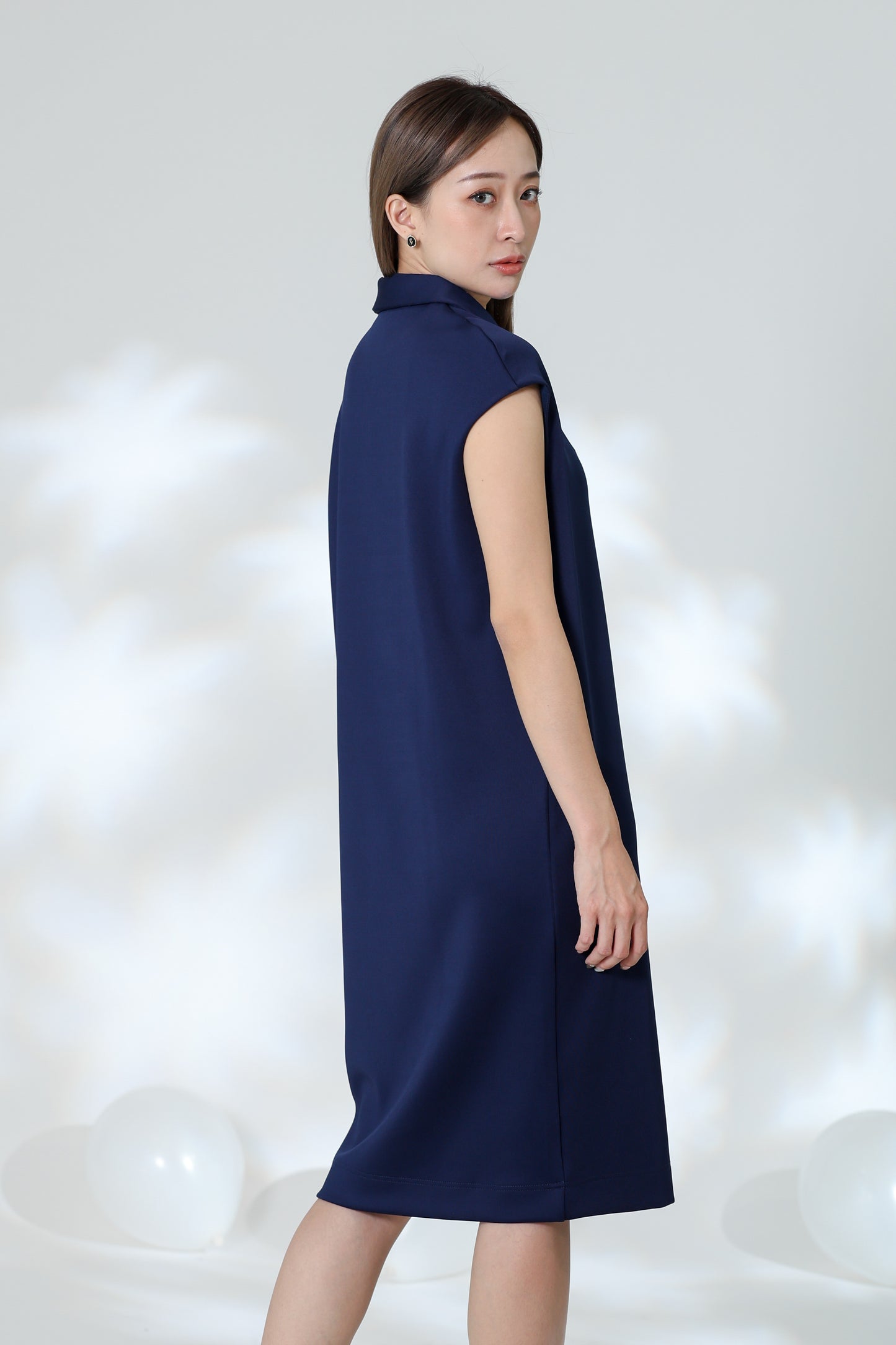 Marcy Johnny Collar Dress - Navy