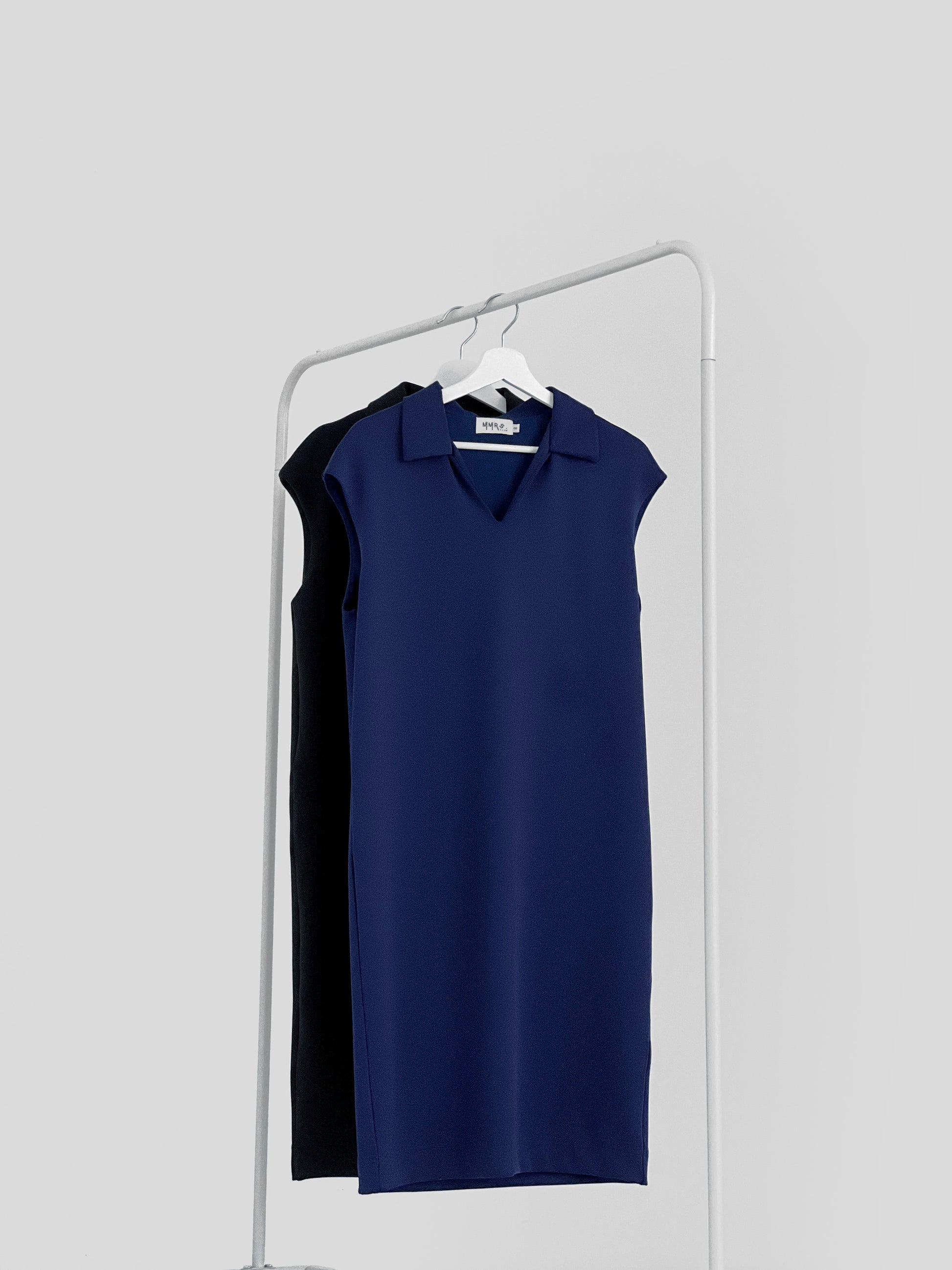 Marcy Johnny Collar Dress - Navy