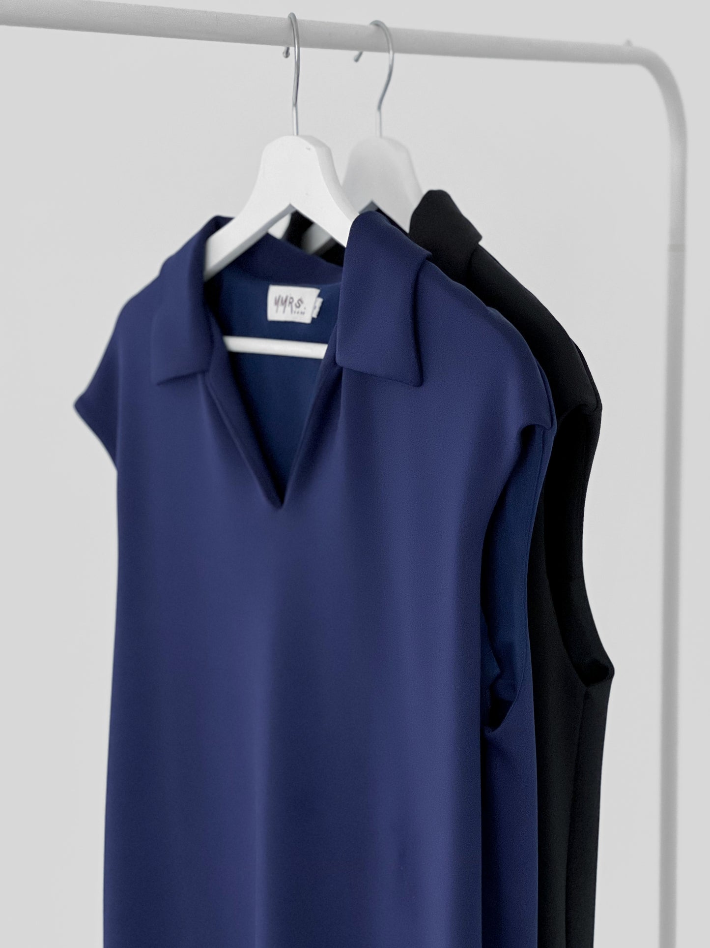 Marcy Johnny Collar Dress - Navy
